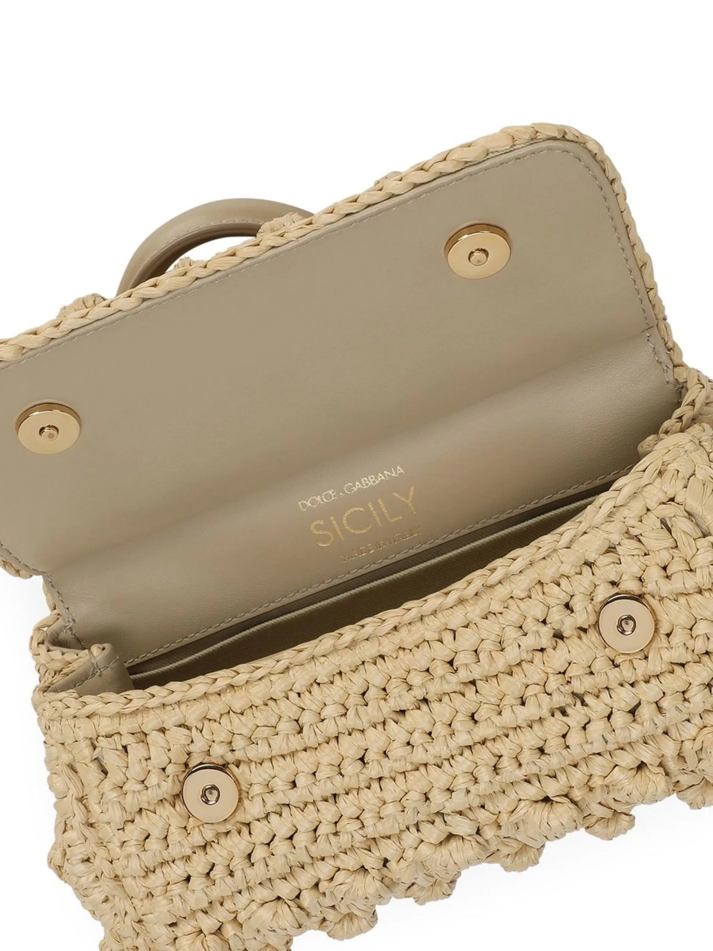 small Sicily raffia top-handle bag