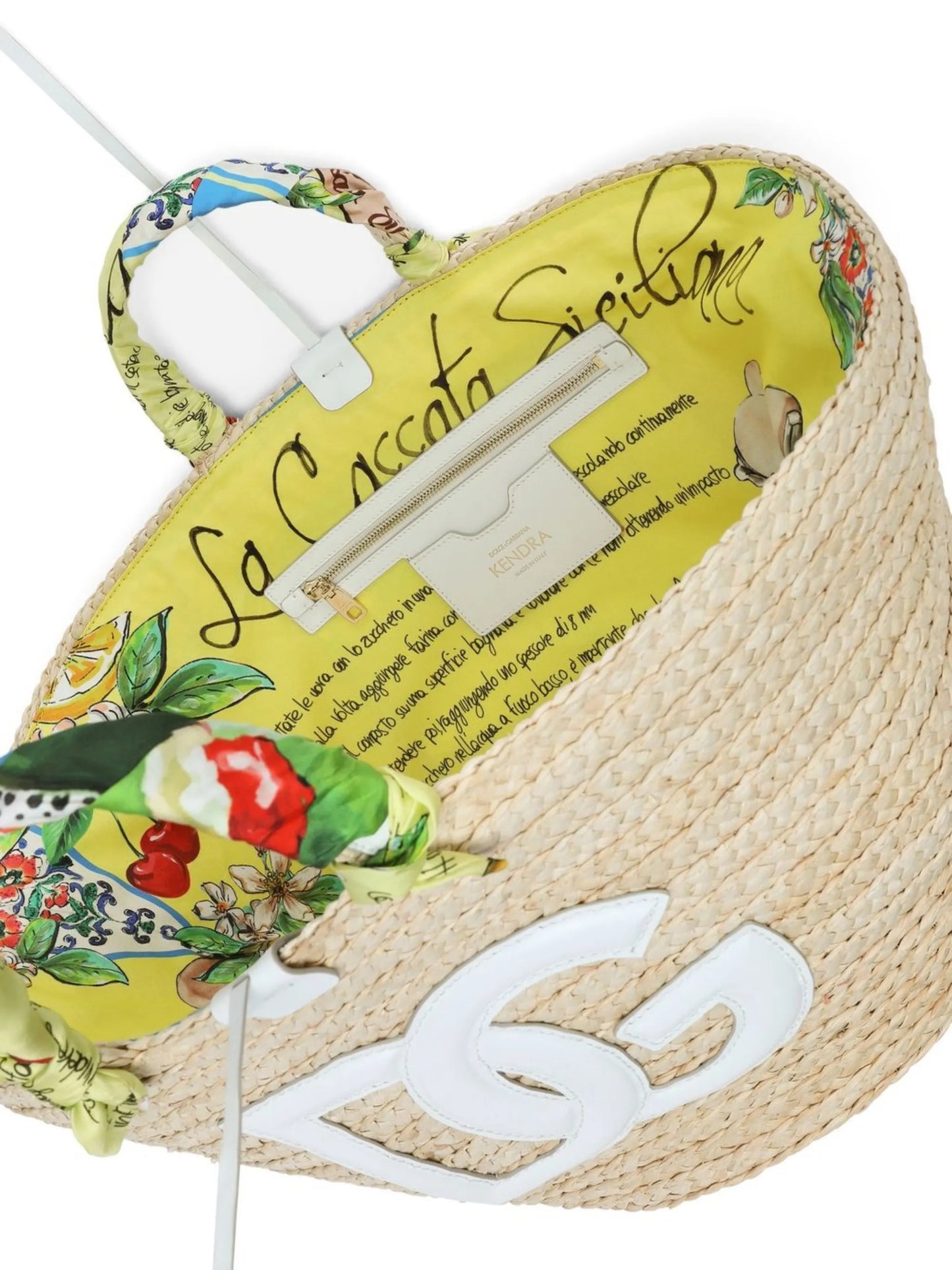 Kendra DG logo straw tote bag