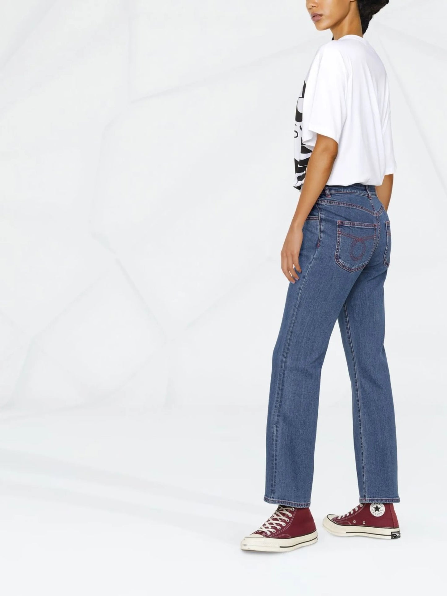 logo-patch flared jeans