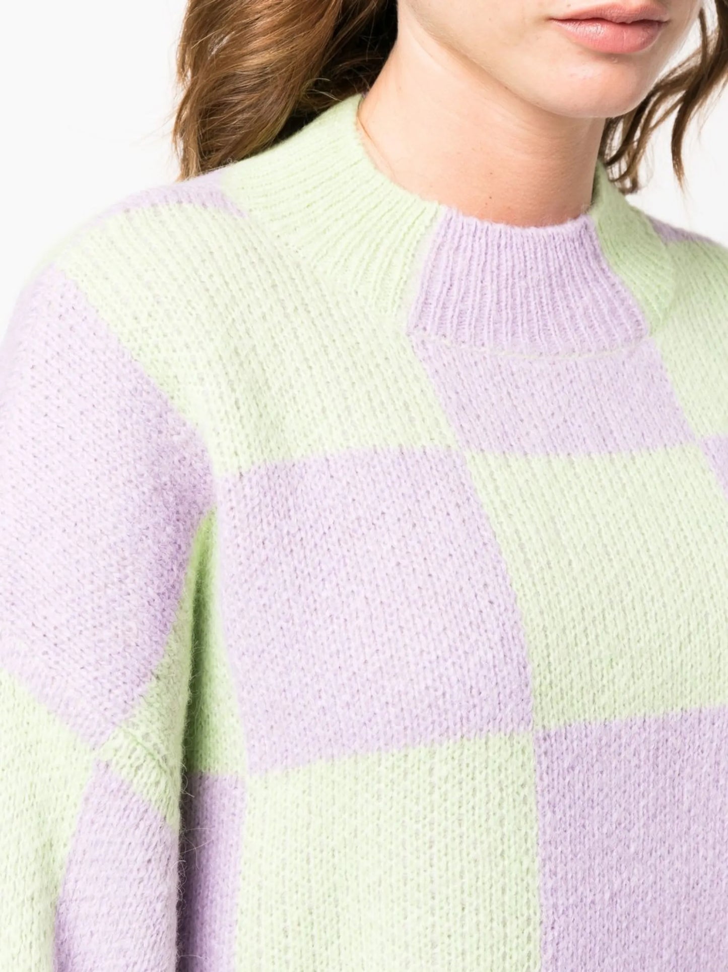 checked colour-block knit jumper