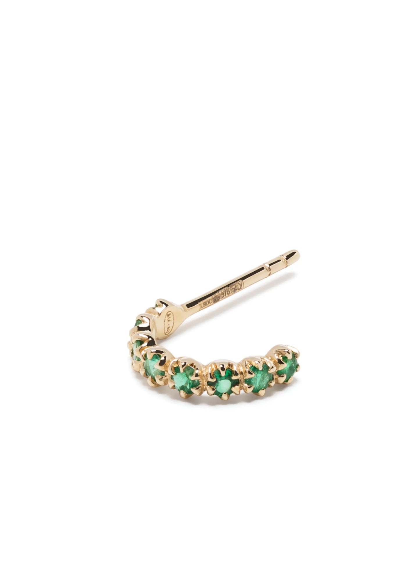 9kt yellow gold emerald hoop earring