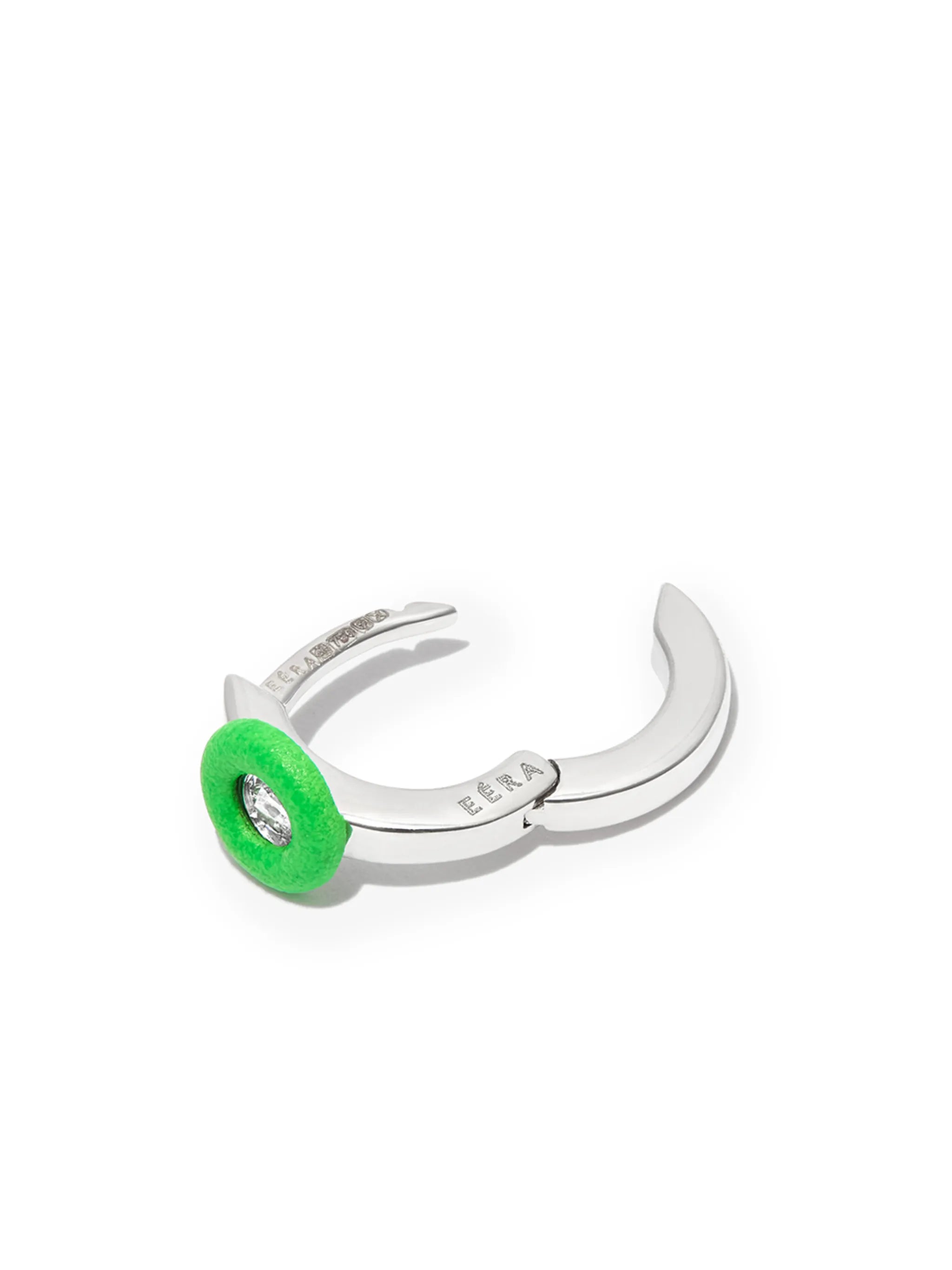18kt white gold enamel diamond huggie hoop earring