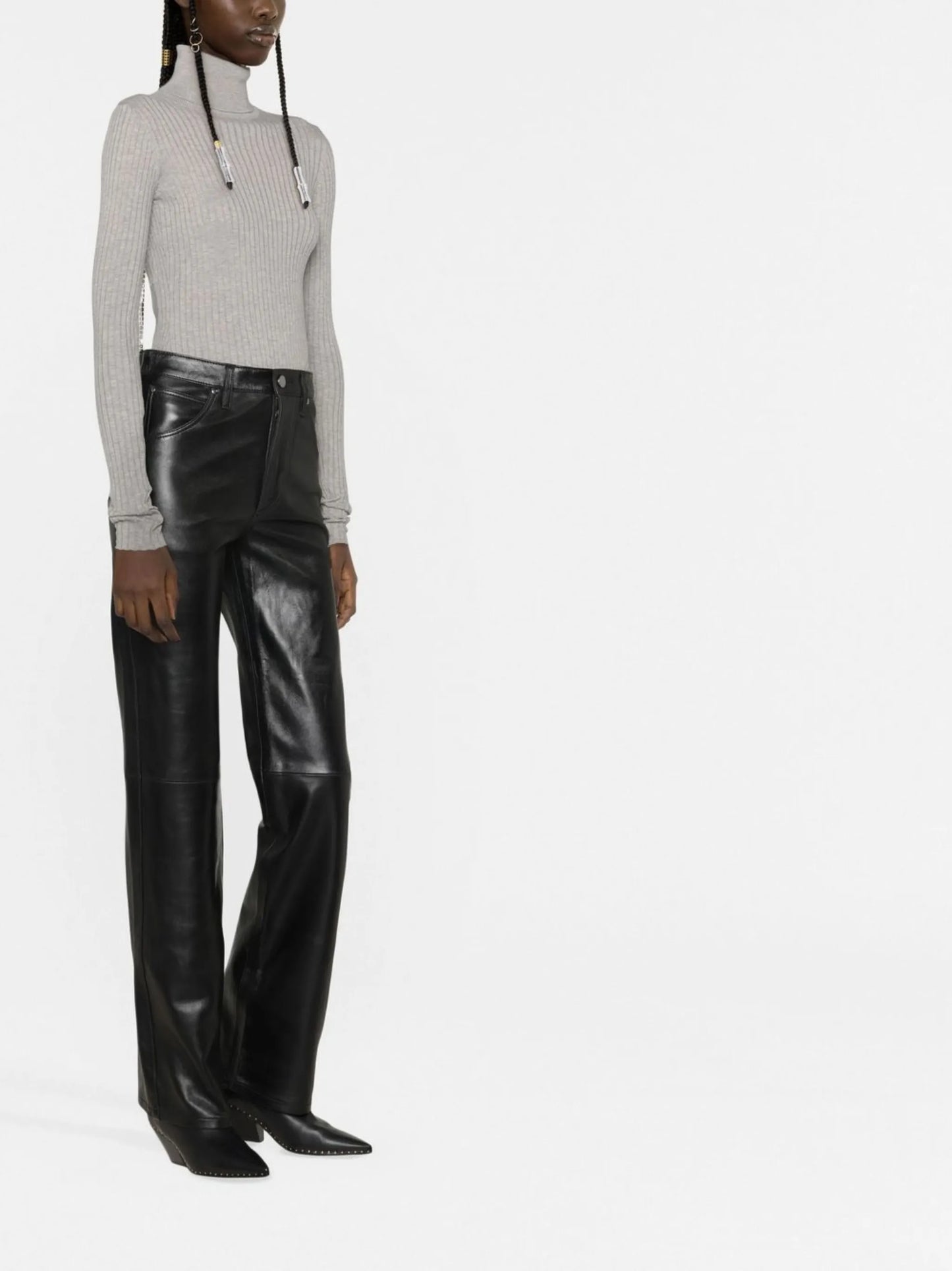 Wrandy straight-leg leather trousers