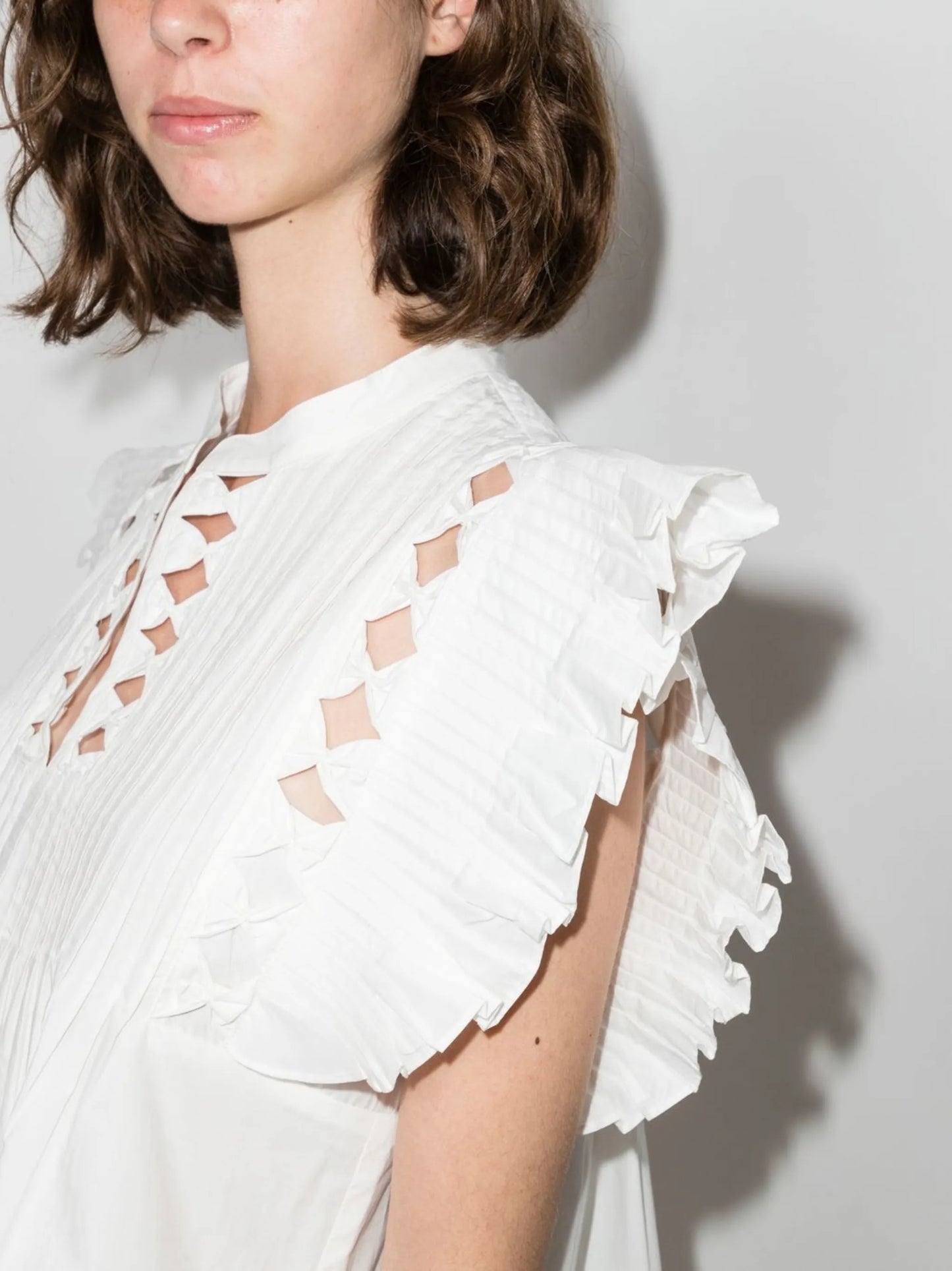ruffle-sleeve cotton mini dress