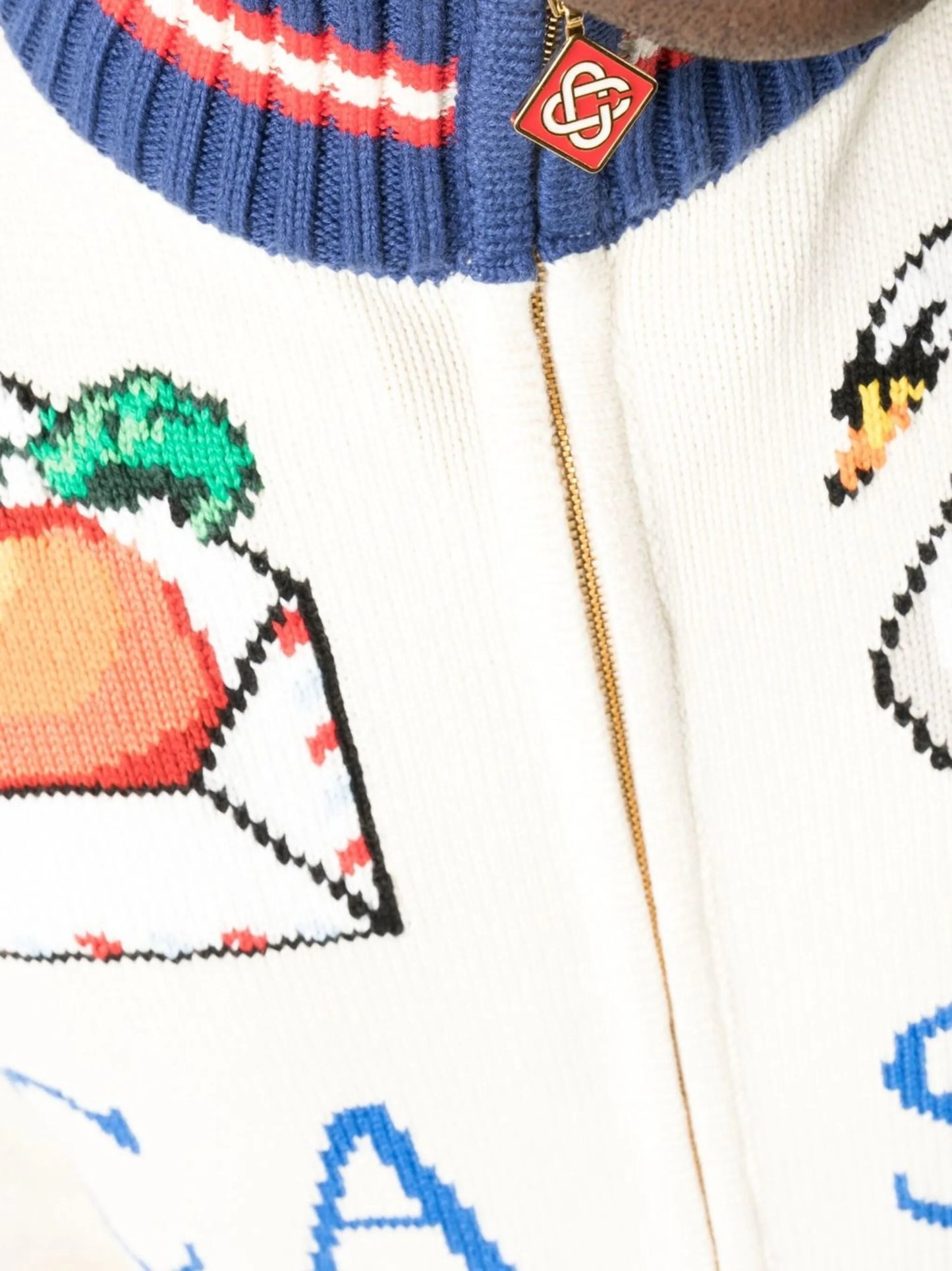 roll-neck intarsia-knit cardigan