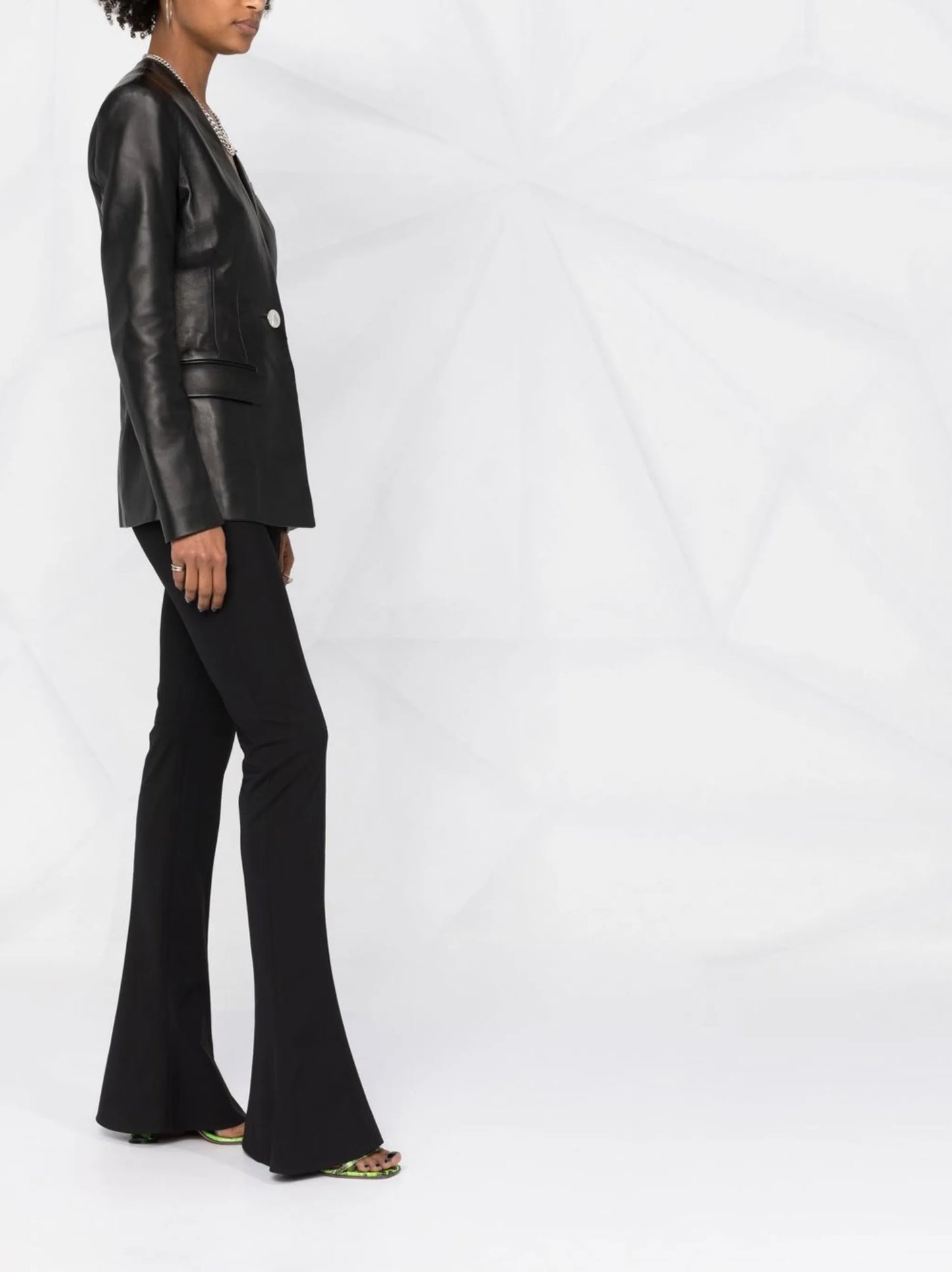 fitted single-breasted leather blazer