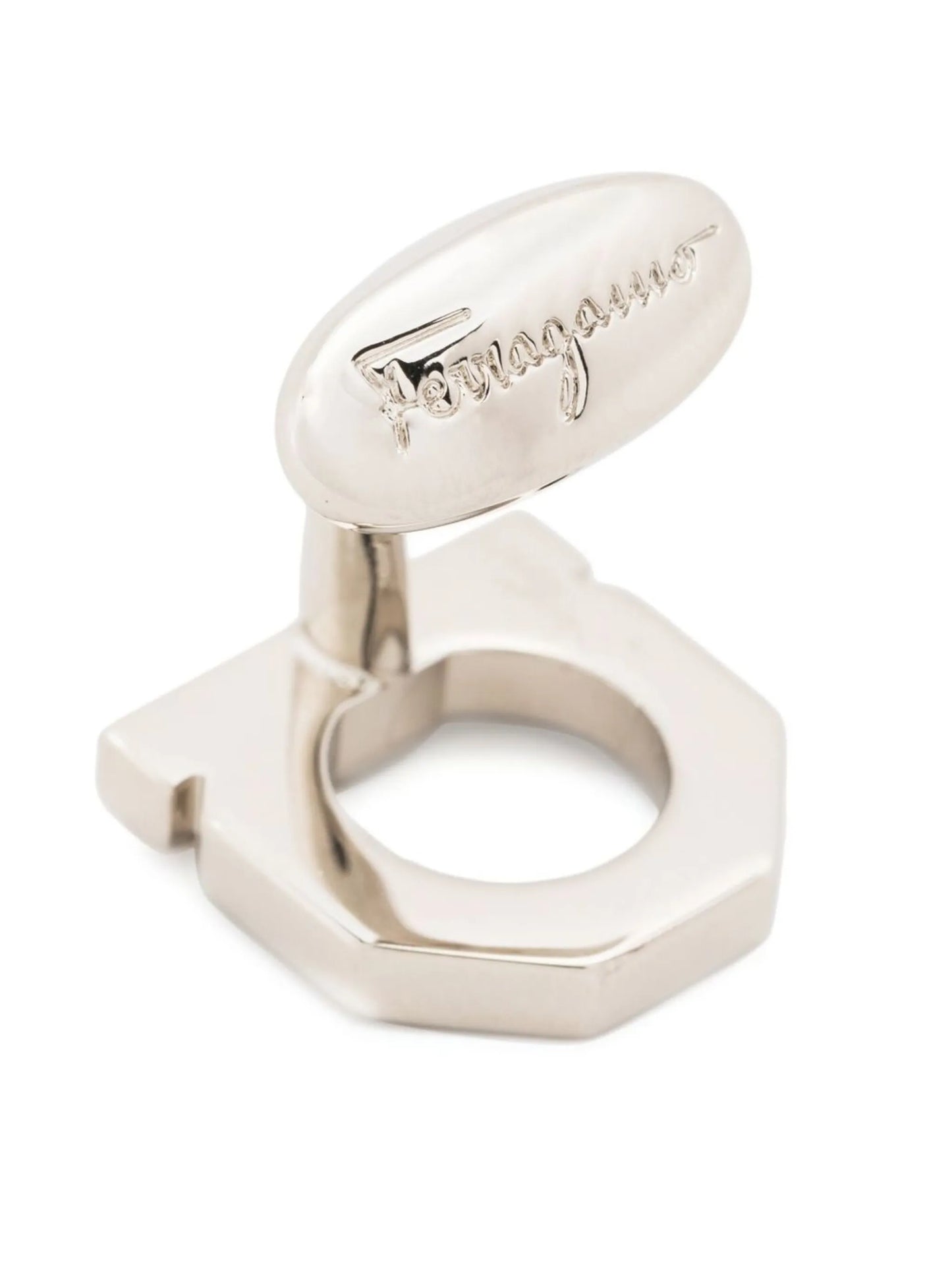engraved-logo polished-effect cufflinks