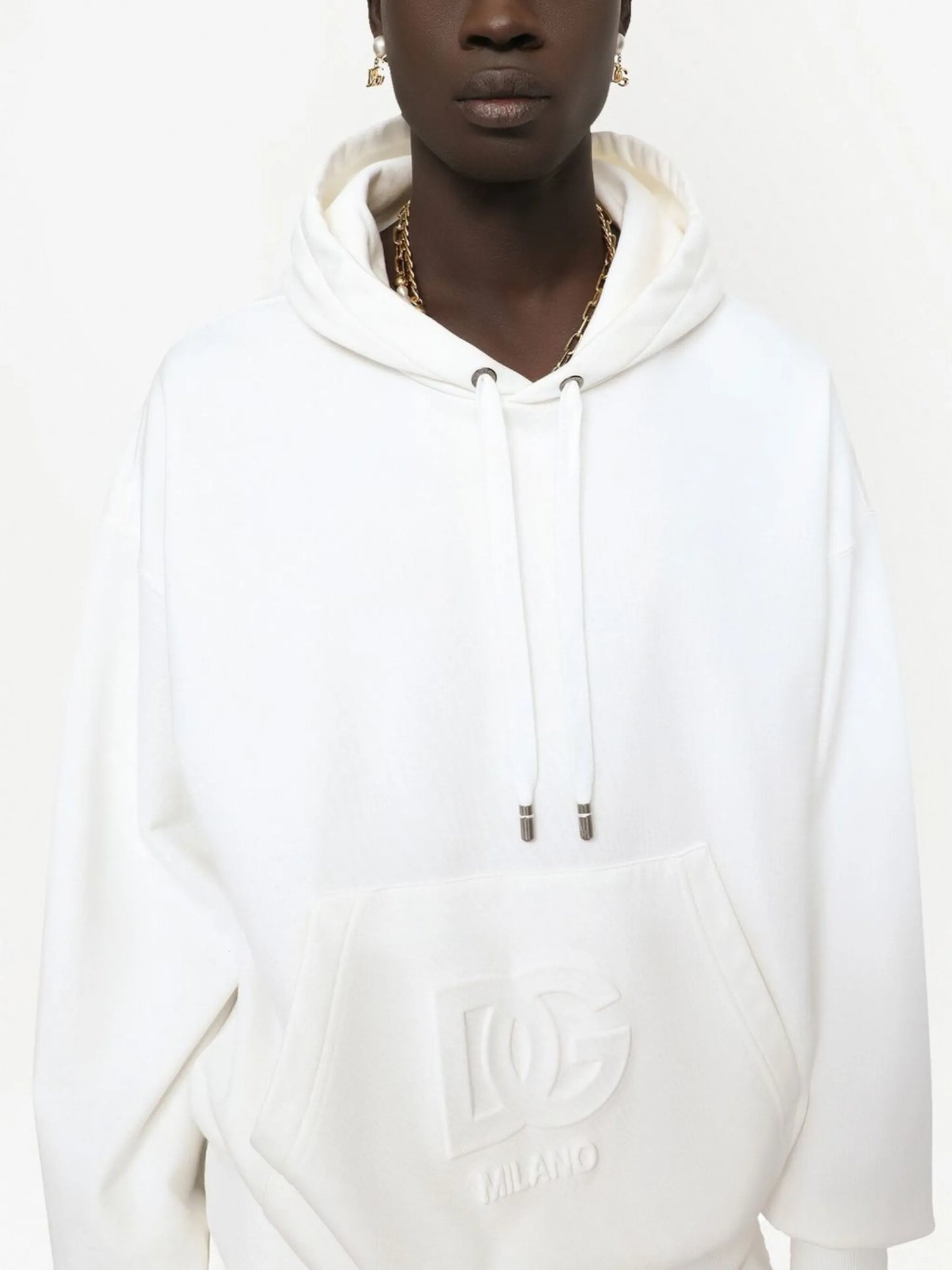embossed-logo jersey hoodie
