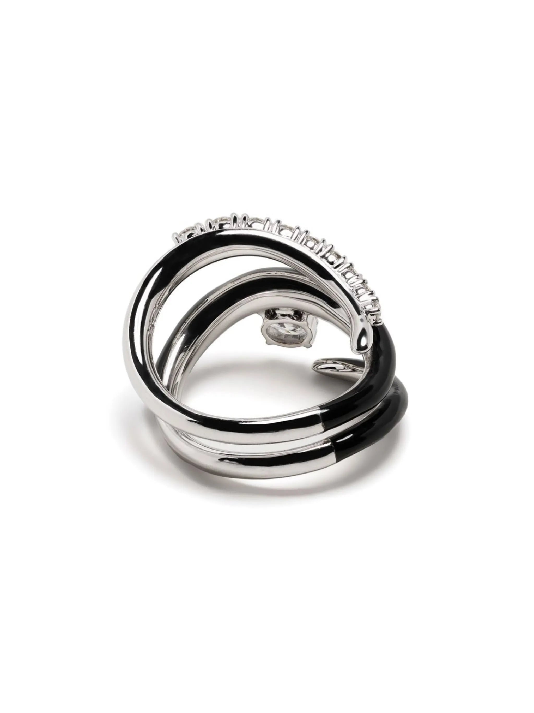 18kt white gold diamond and enamel ring