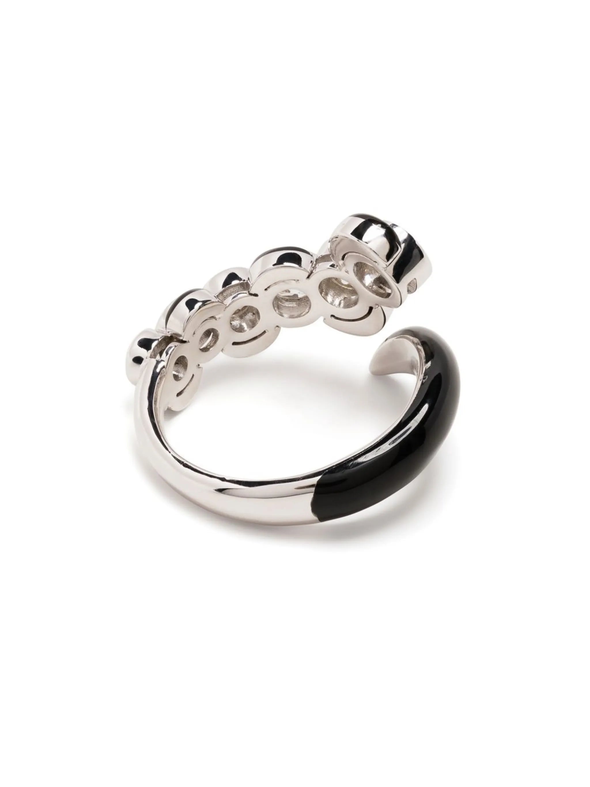 18kt white gold diamond and enamel ring