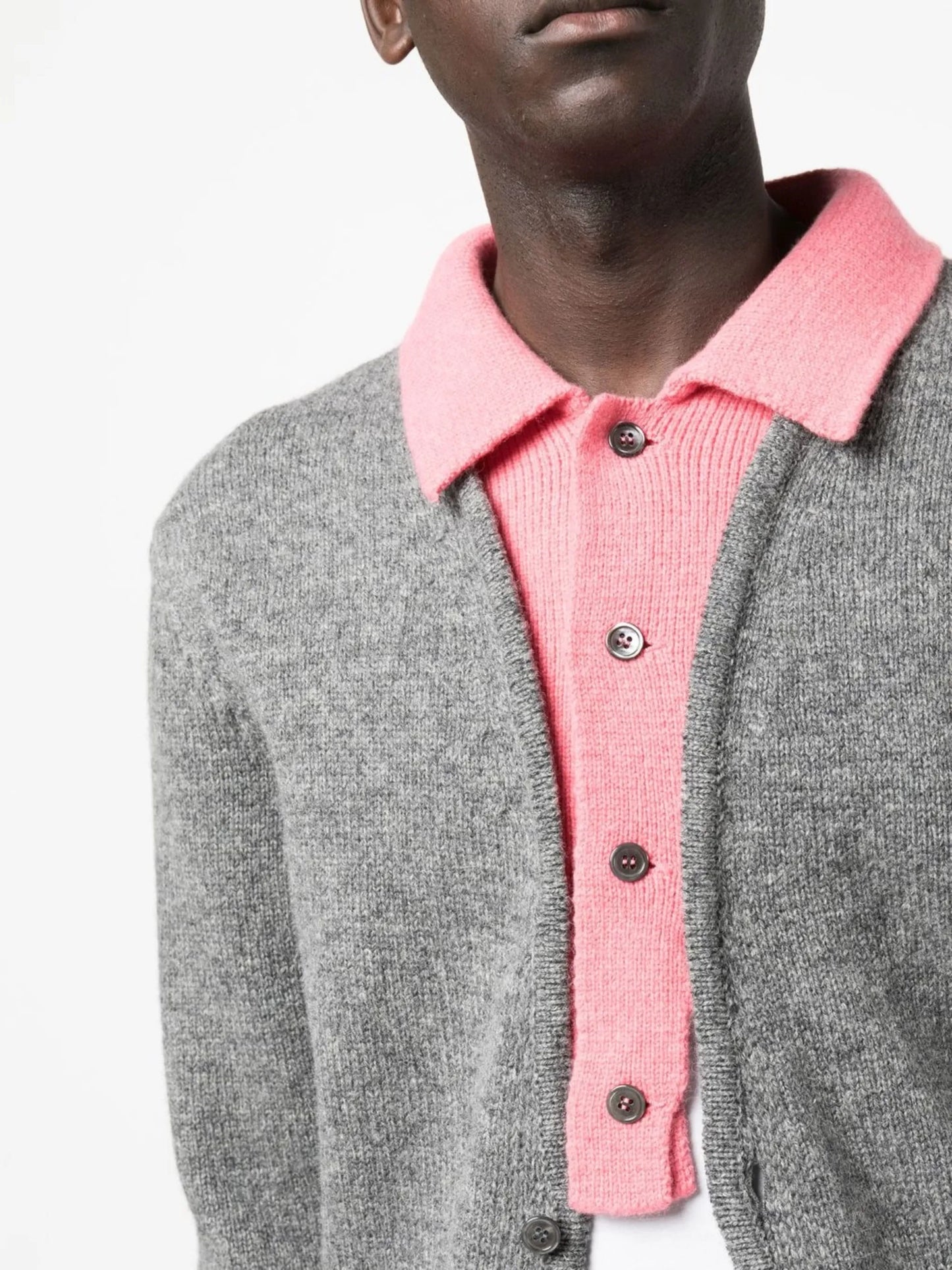layered wool cardigan