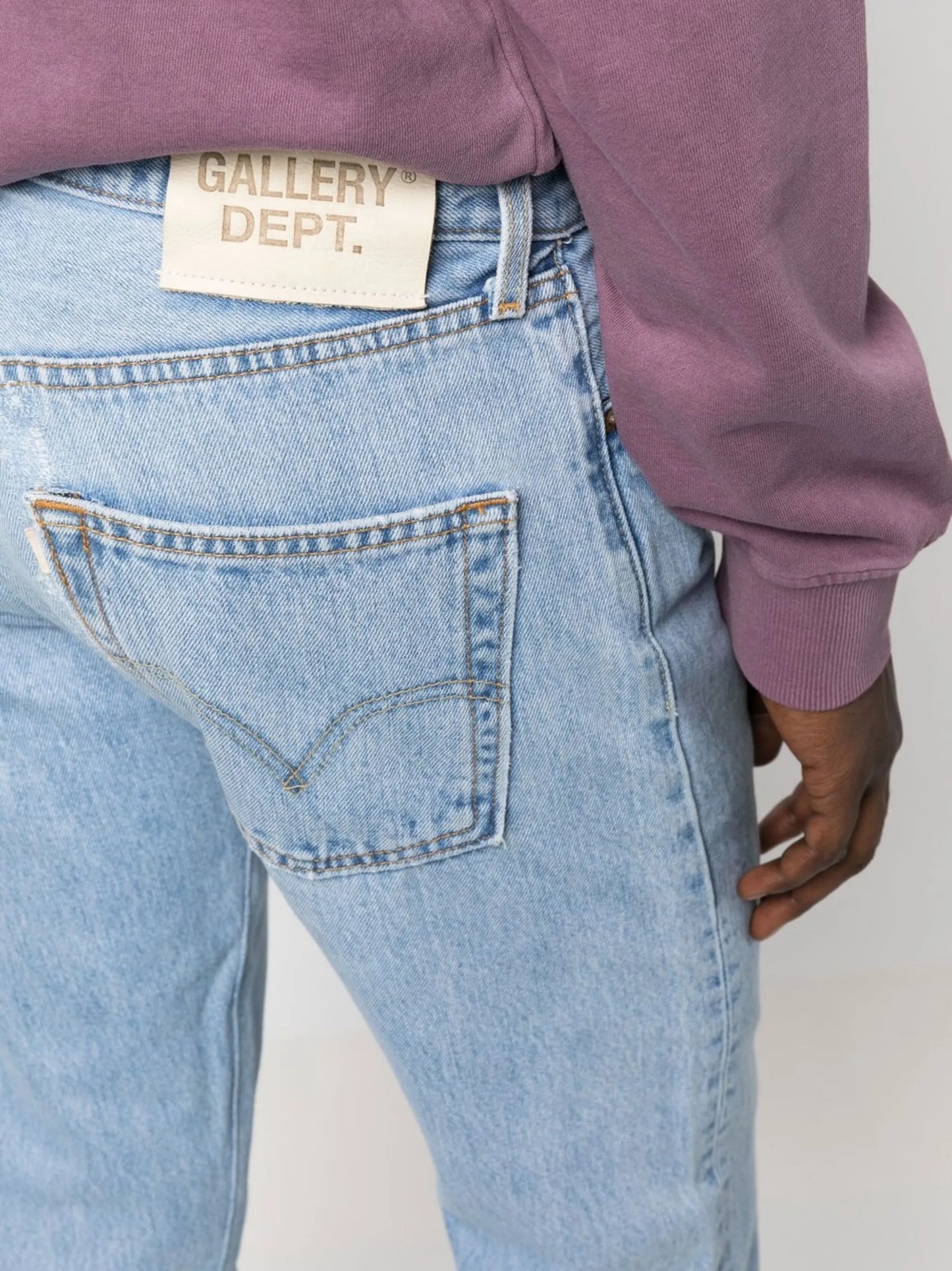 light-wash distressed jeans