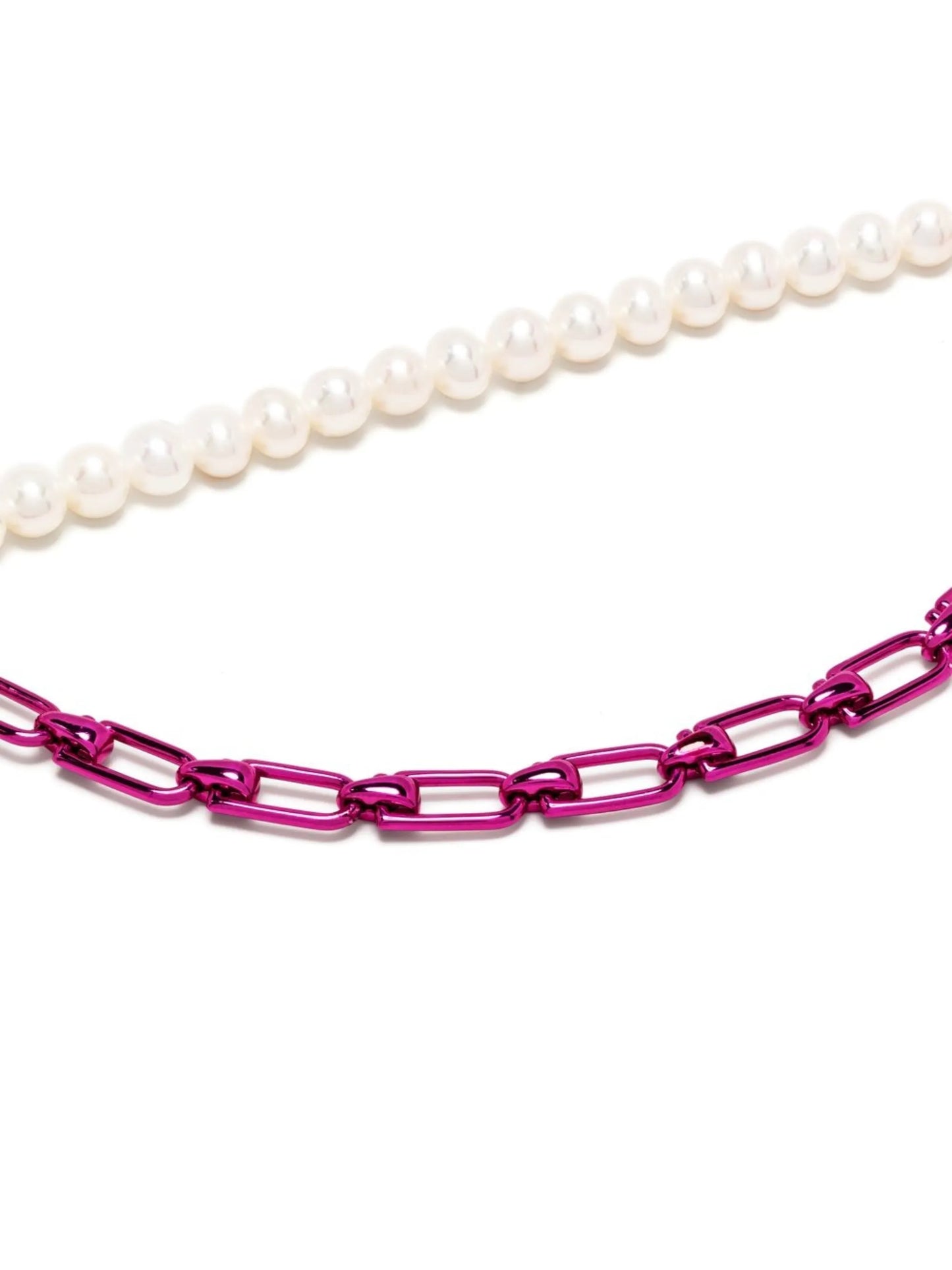 18kt white gold enamel and pearl necklace