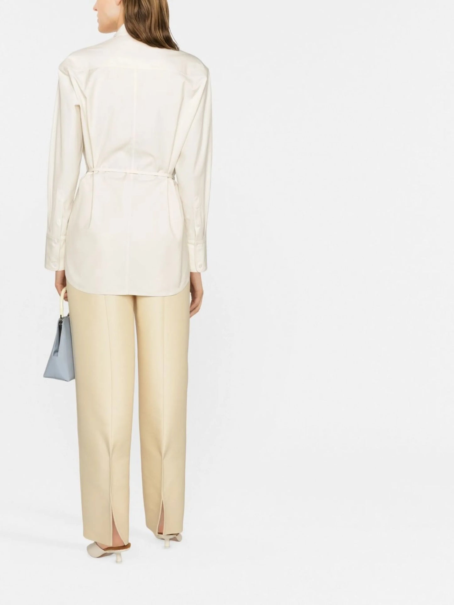 belted satin shirt