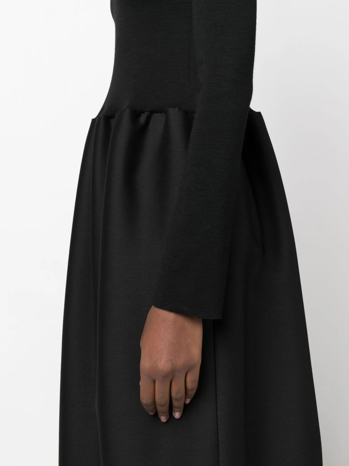 high-neck midi dress