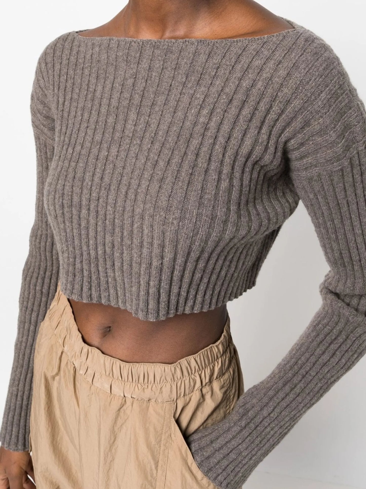 cropped ribbed jumper