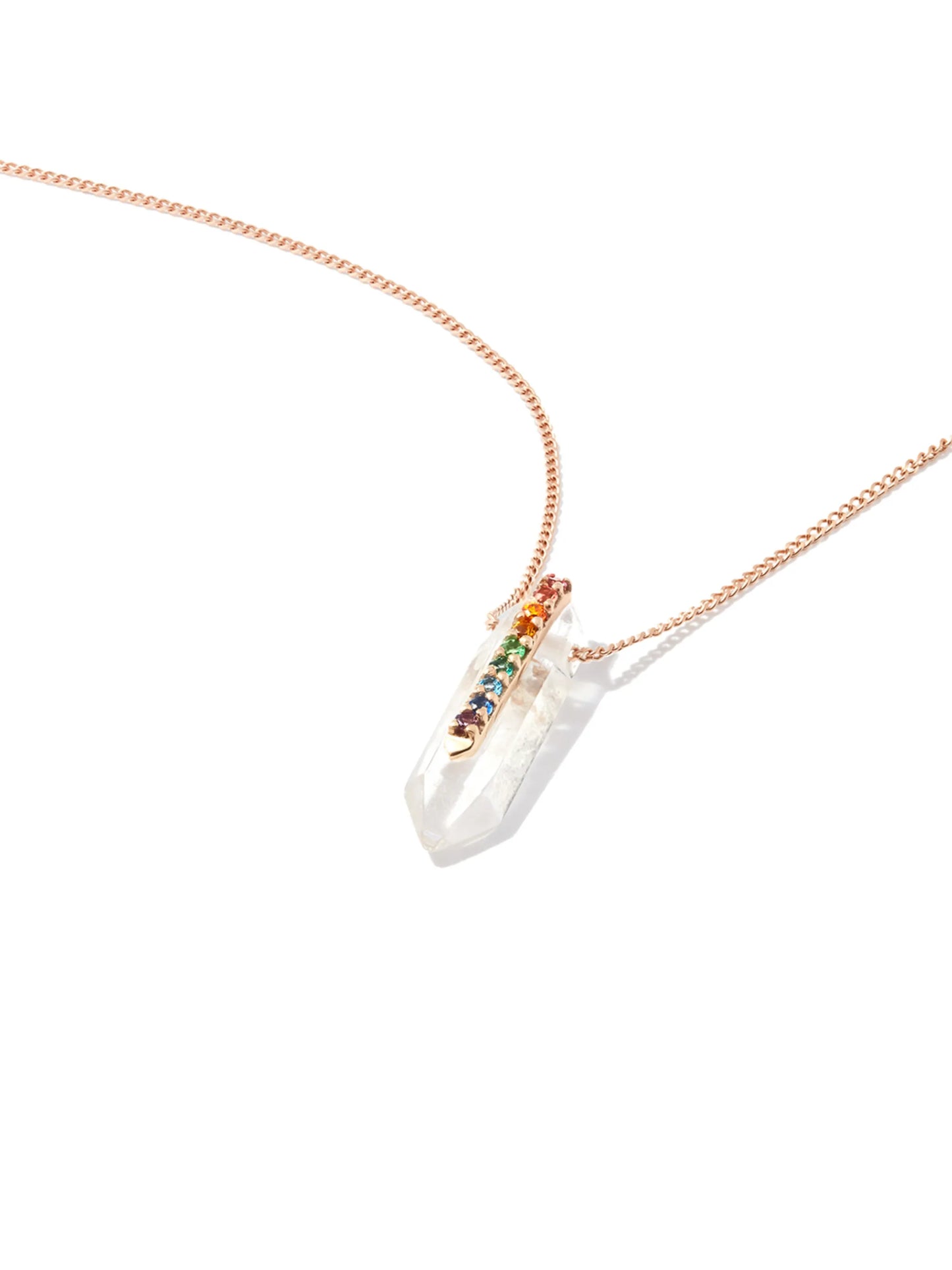 9kt rose gold crystal-pendant necklace