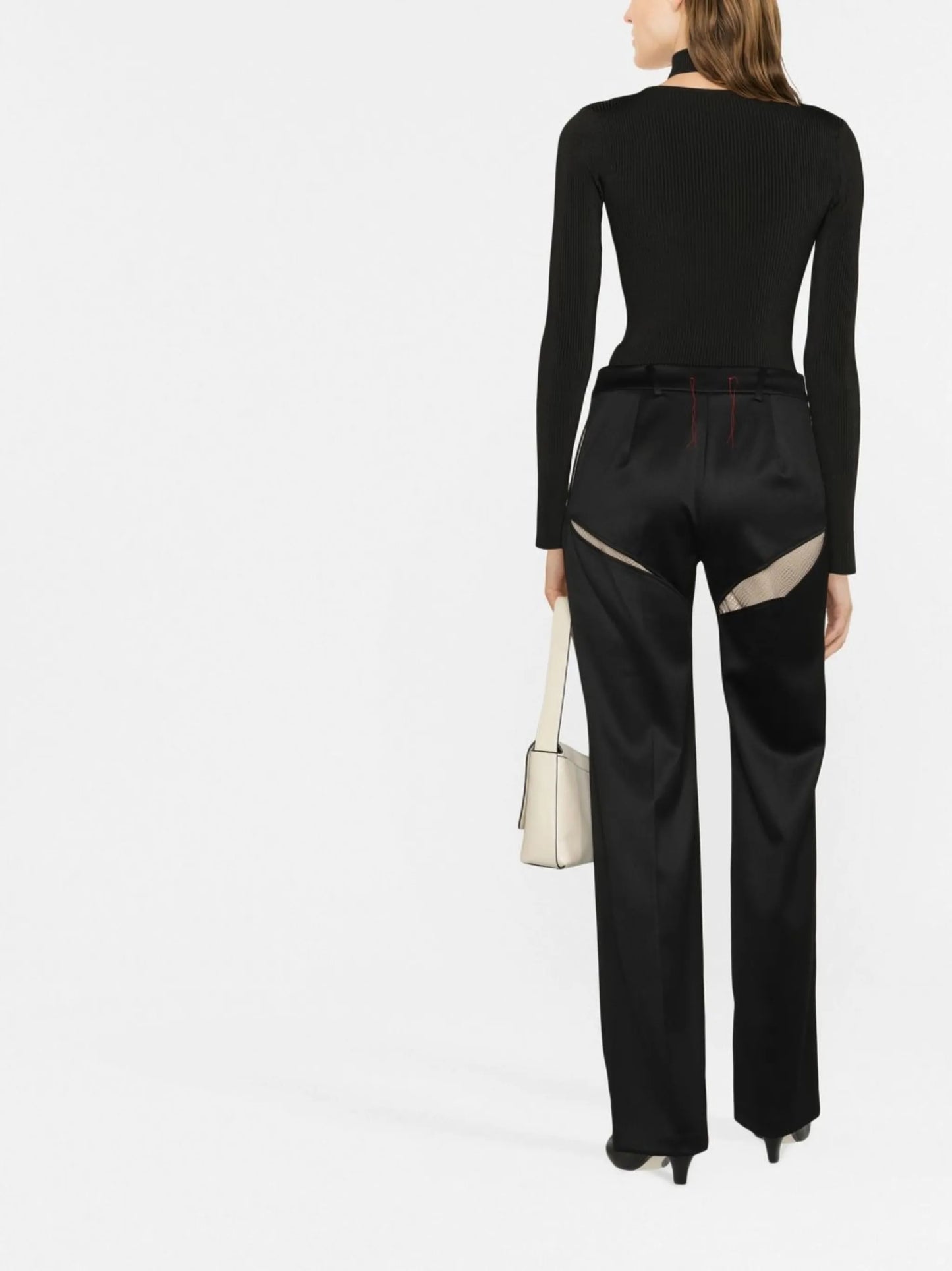 mesh-panel suit trousers