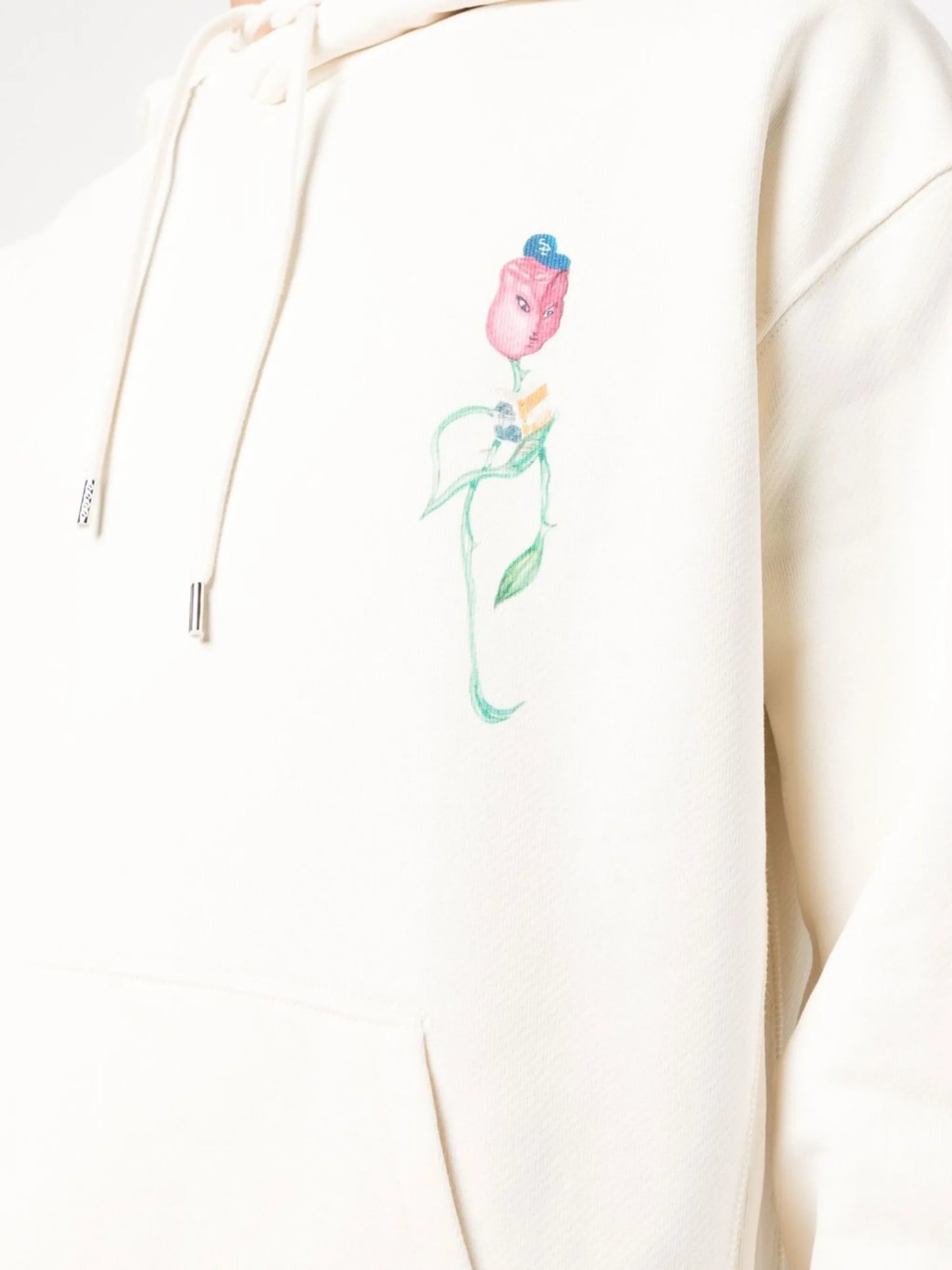 flower-print drawstring hoodie