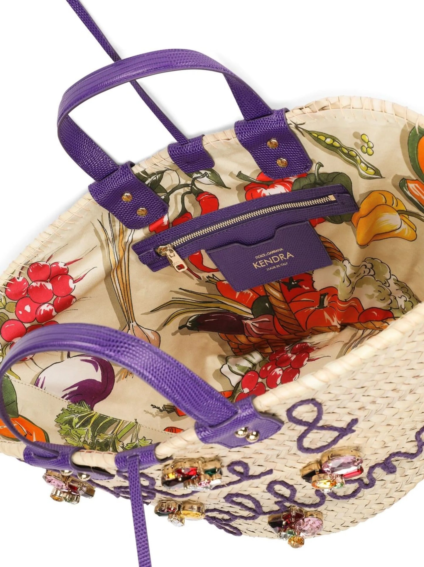 Kendra embroidered woven basket bag
