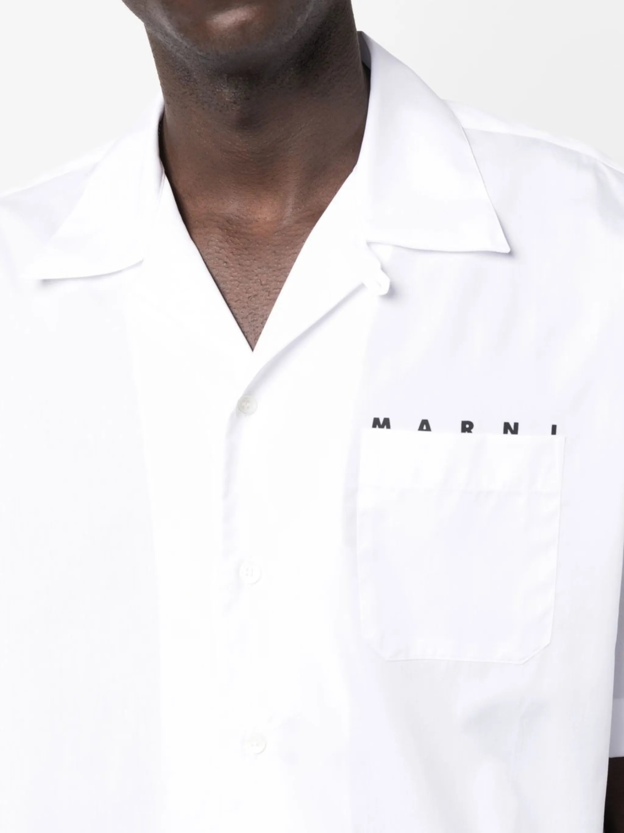 logo-print poplin bowling shirt