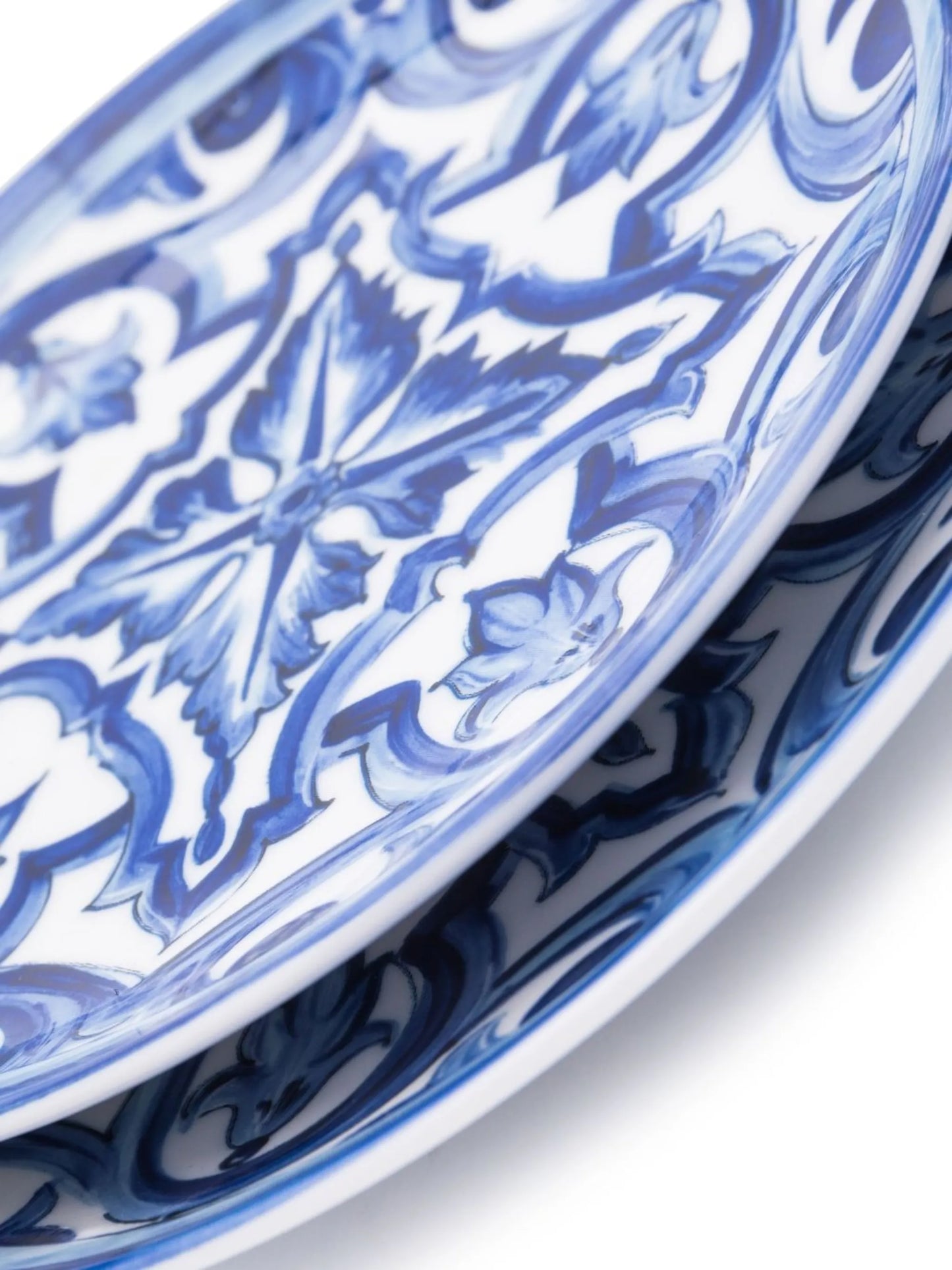 set of two patterned bread plates