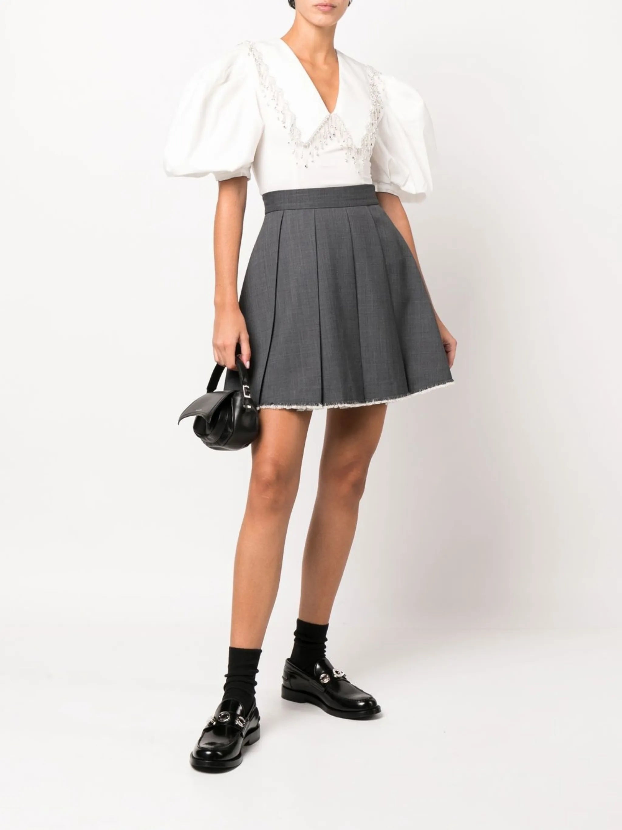 pleated A-line skirt