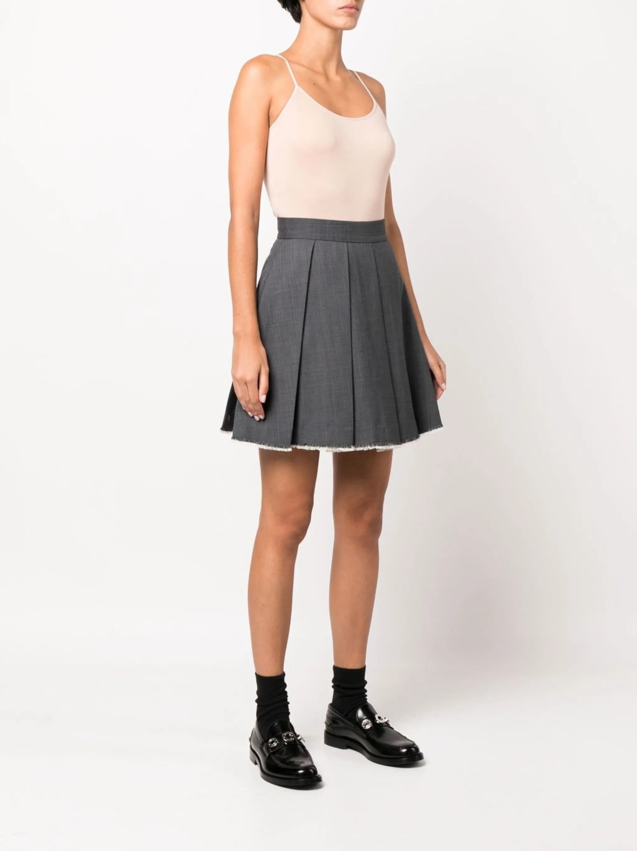 pleated A-line skirt