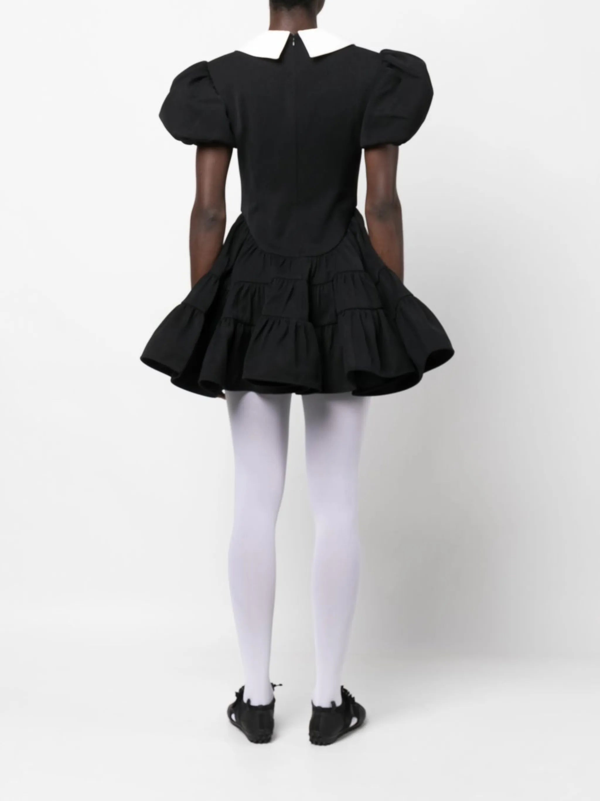 puff-sleeve tiered minidress
