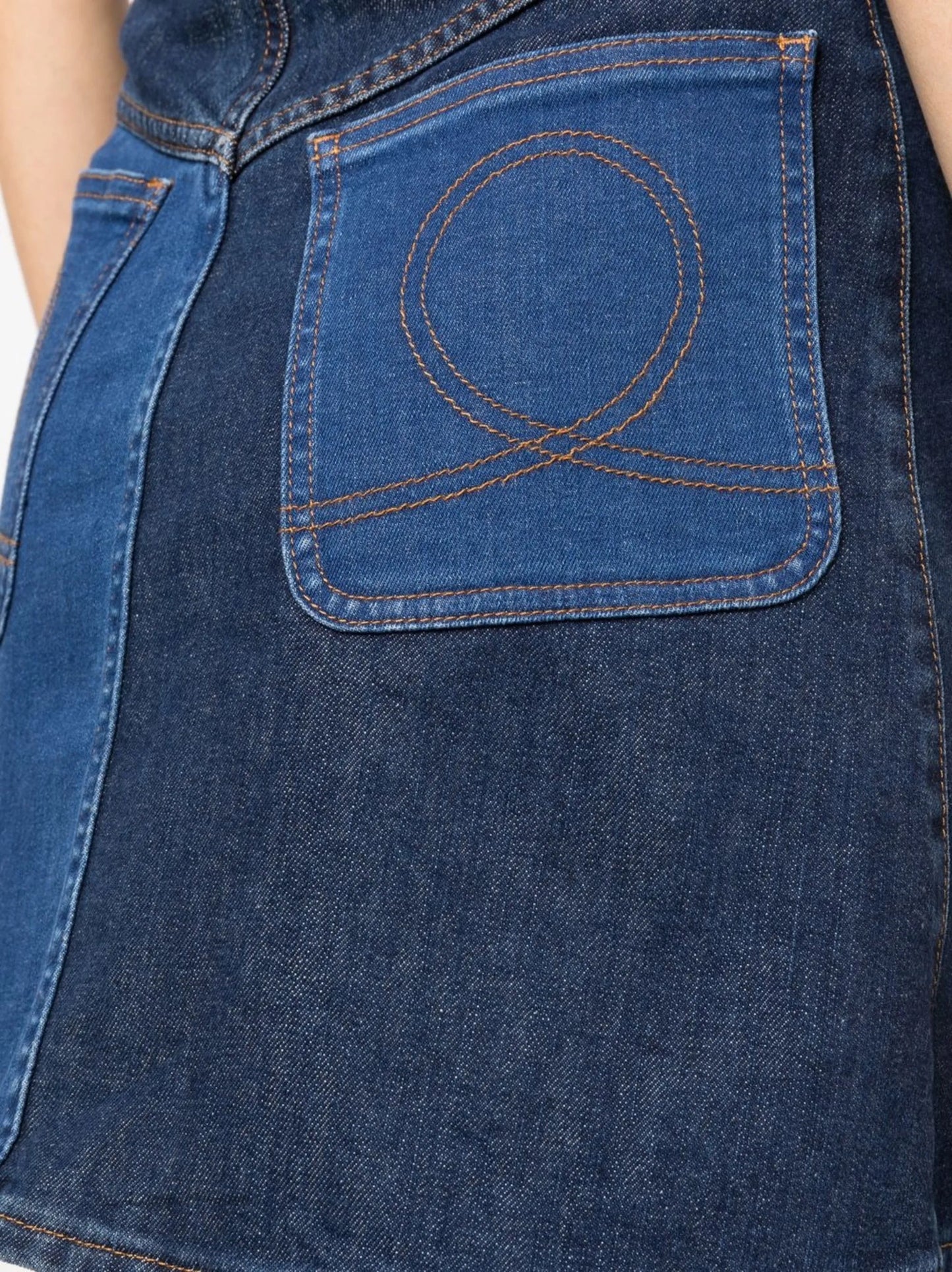 patchwork-detail denim skirt