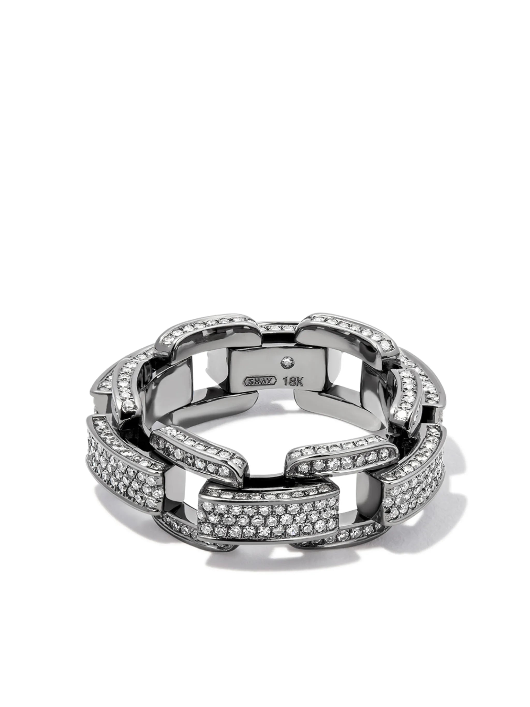 18kt black gold diamond chain-link ring