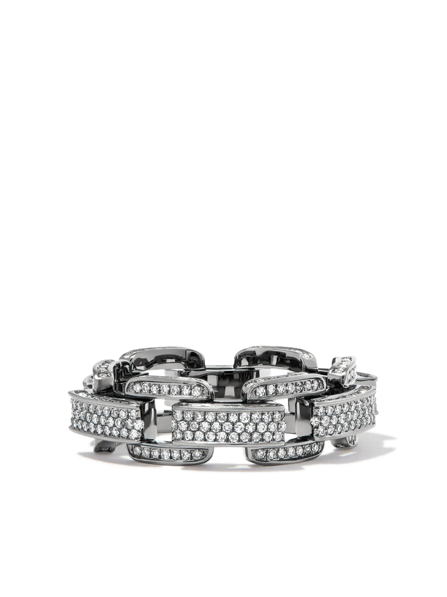18kt black gold diamond chain-link ring