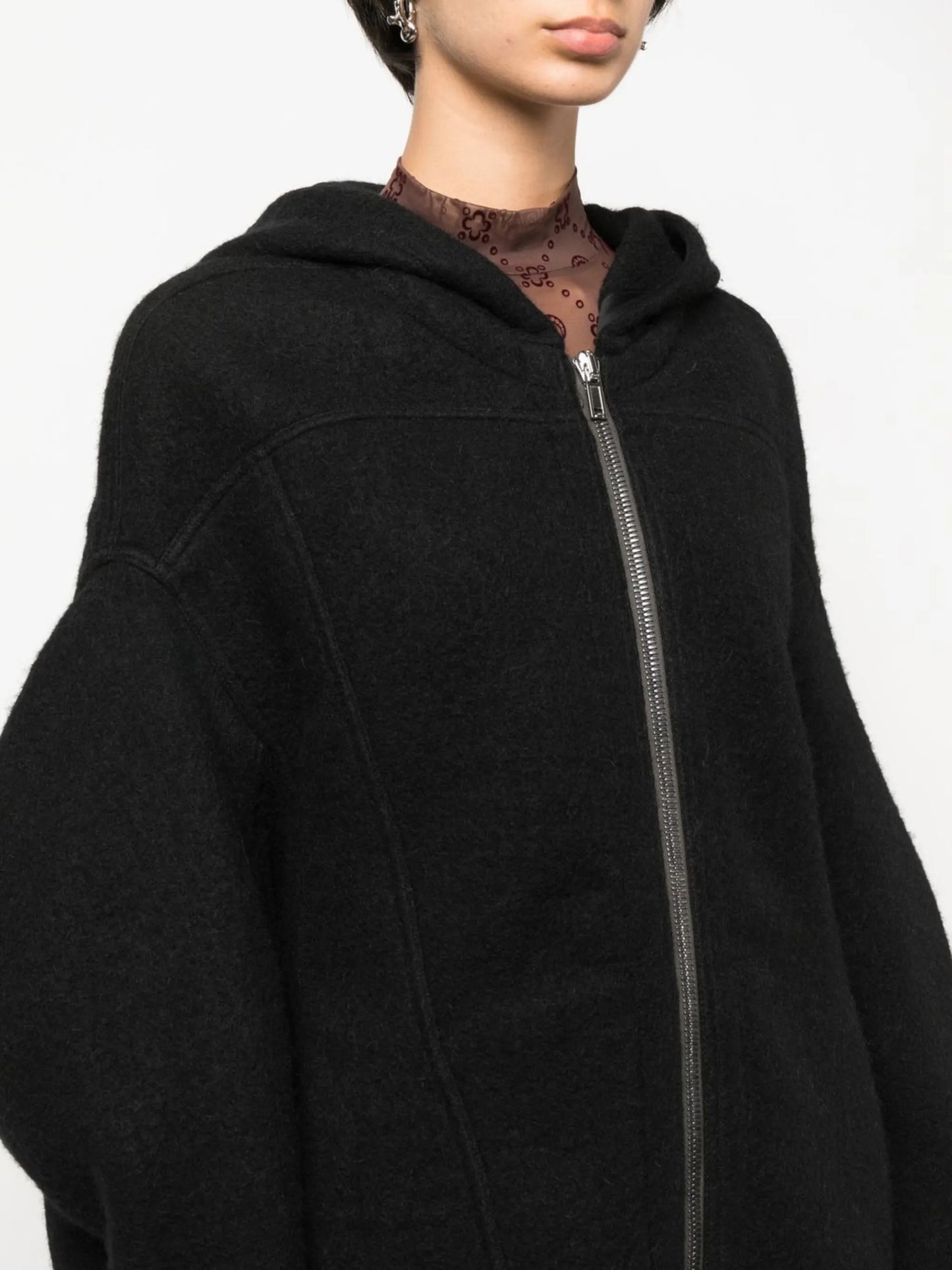oversize hooded wool jacket