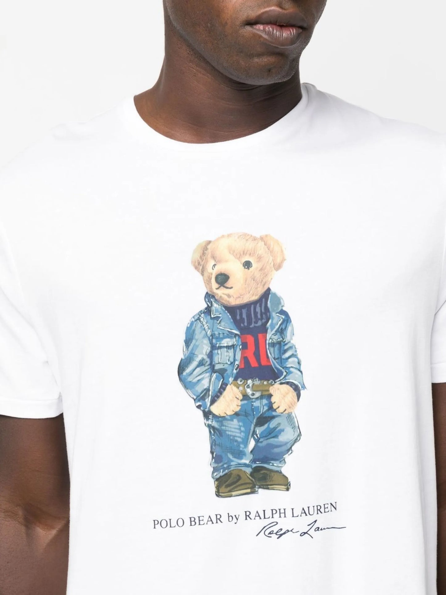 teddy bear-print short-sleeved T-shirt