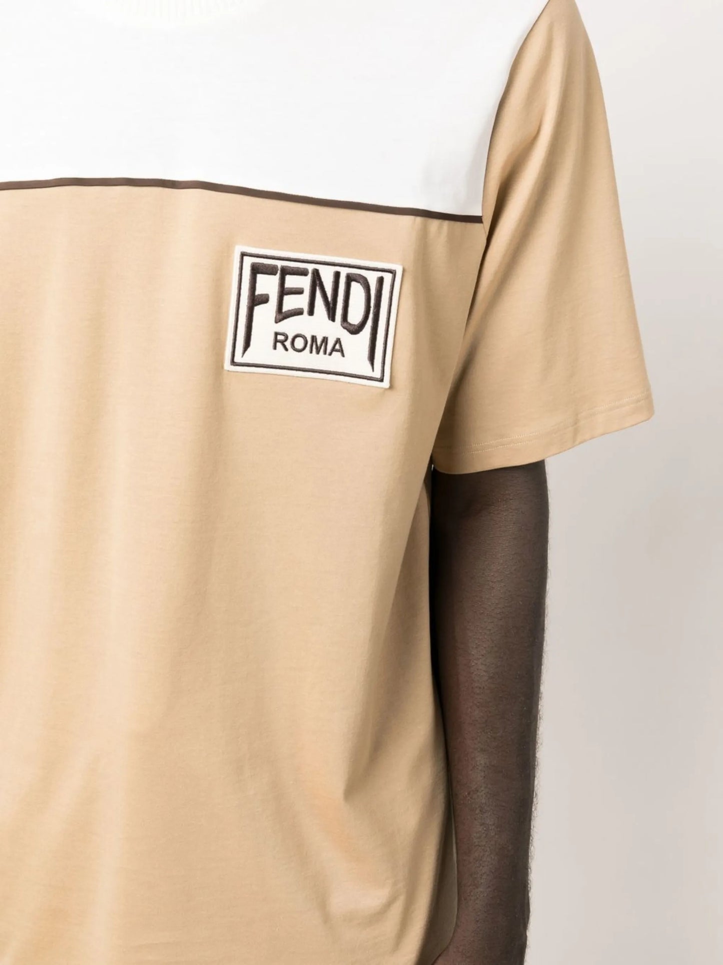 logo-patch panelled T-shirt