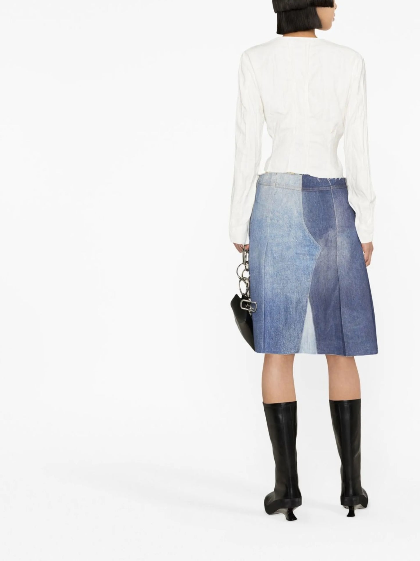 A-line denim skirt