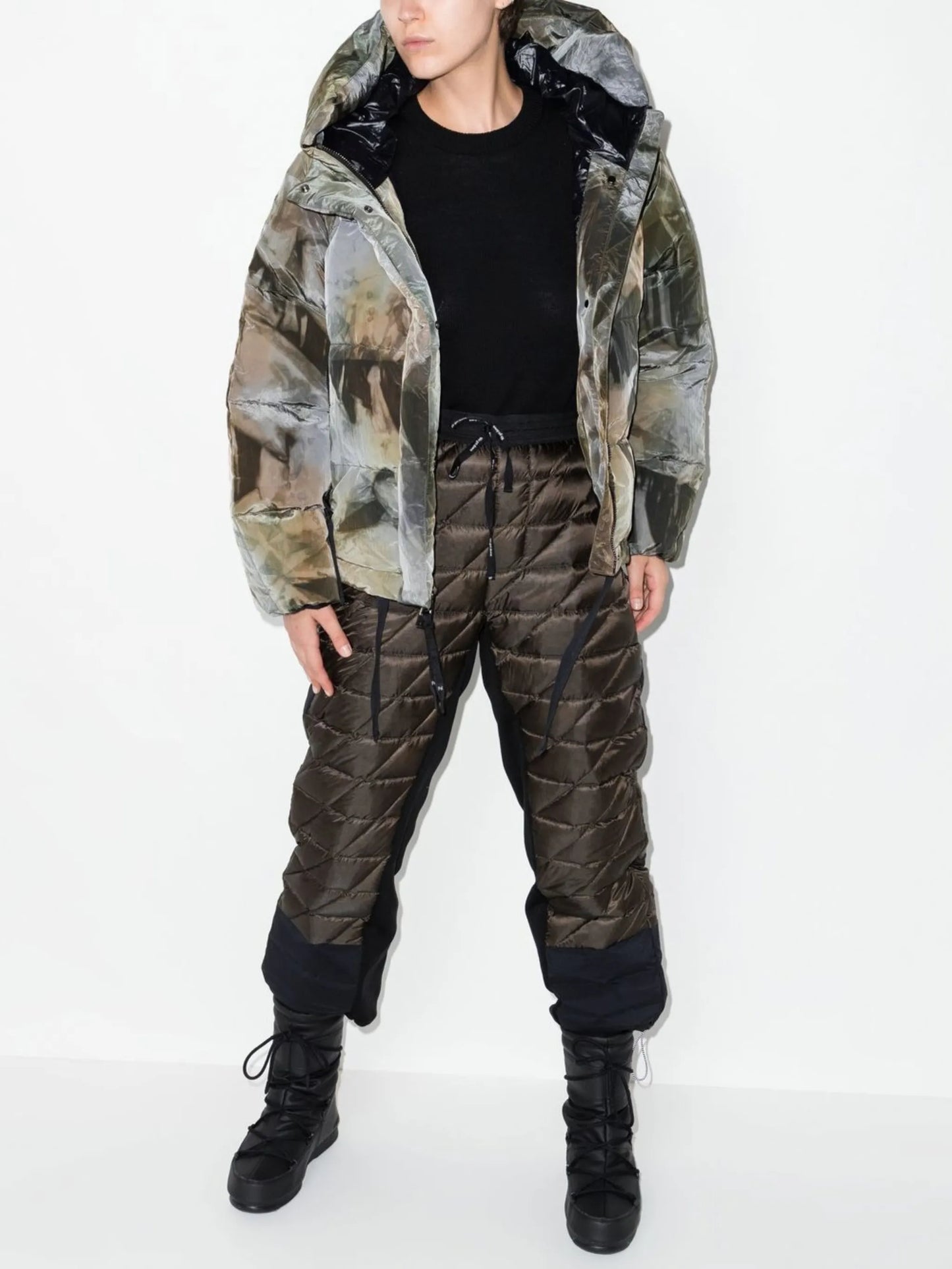 tie-dye print puffer jacket