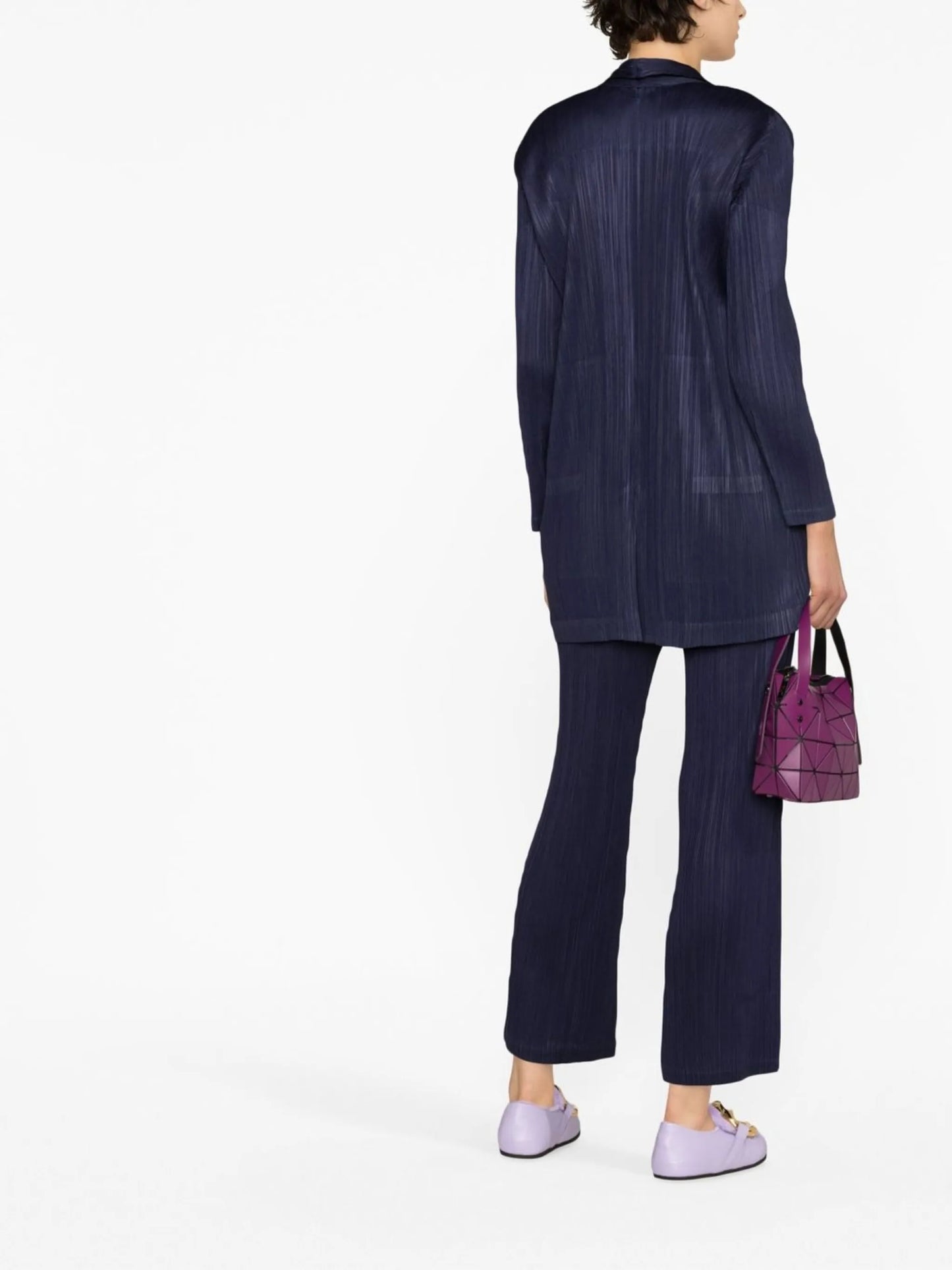 pleated straight-leg trousers