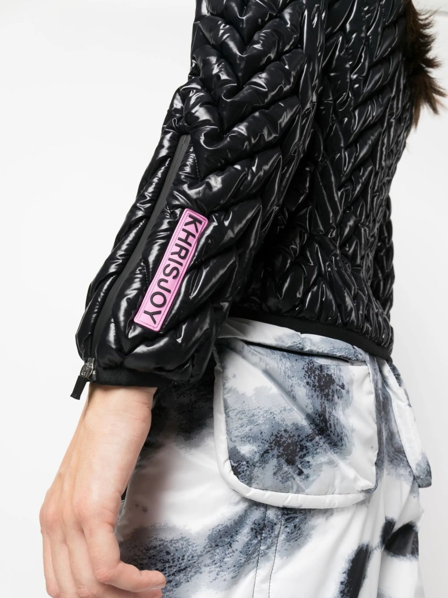 Chevron-quilted ski jacket