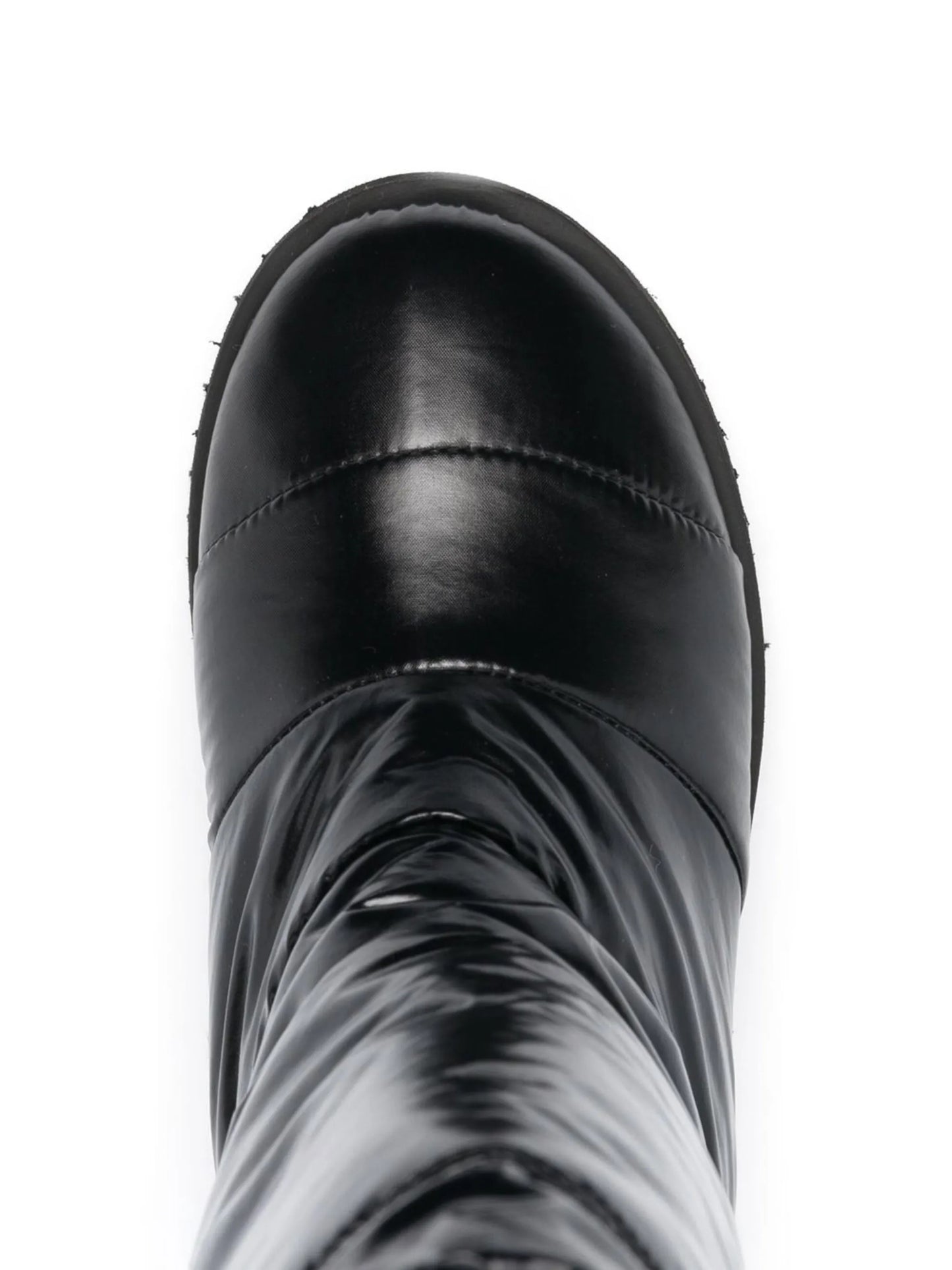 patent padded knee-high boots