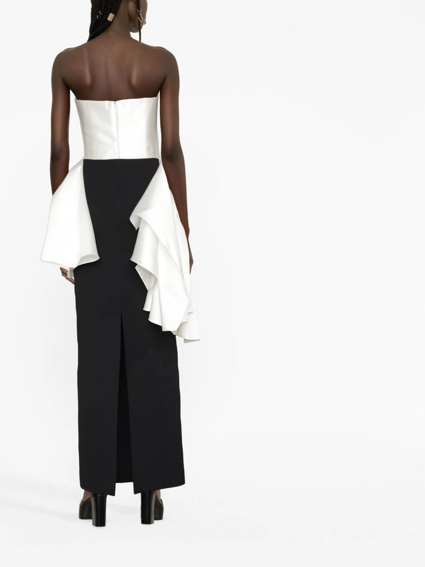 The Darra strapless draped gown