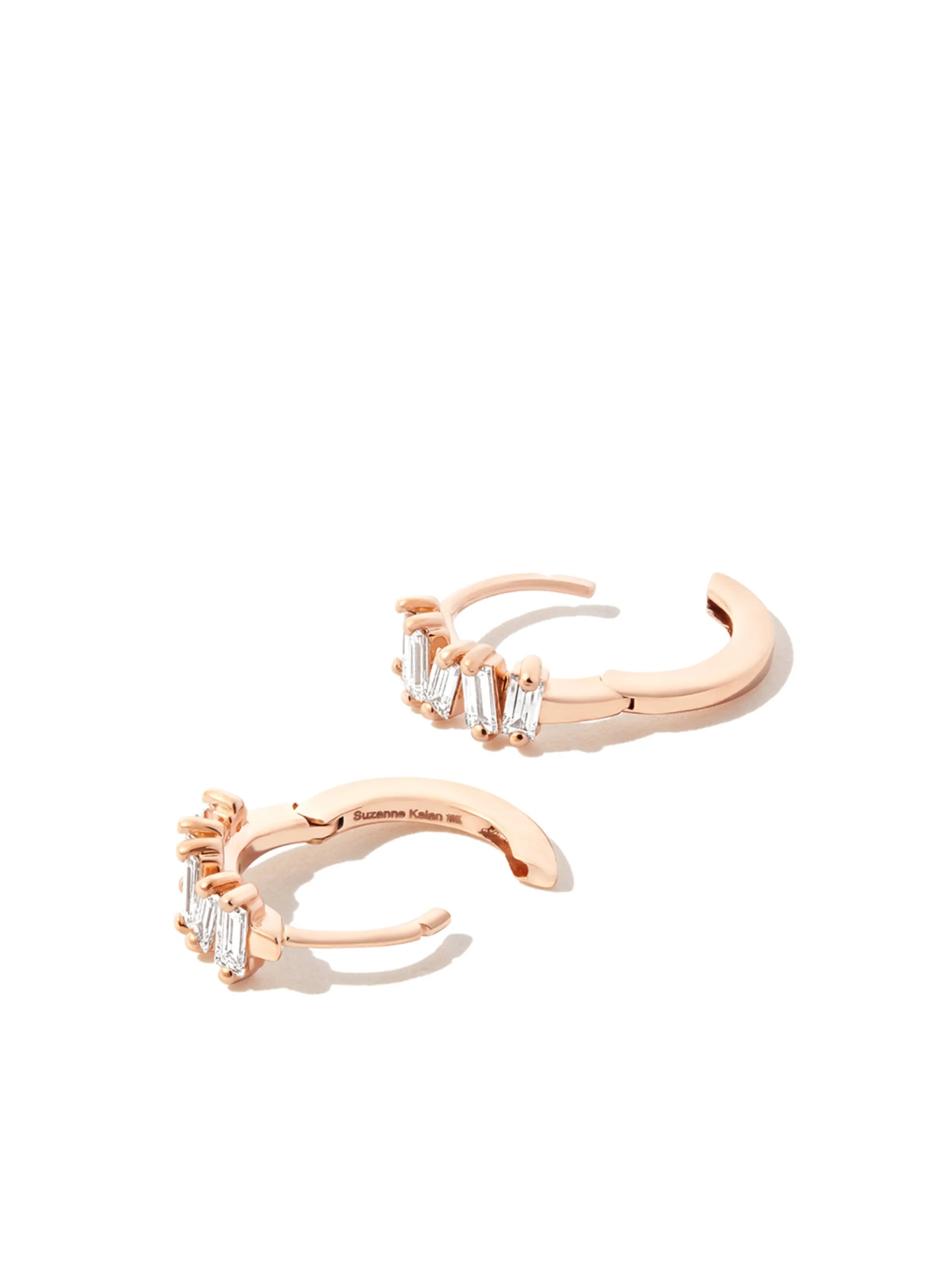 18kt rose gold Bold diamond huggie earrings