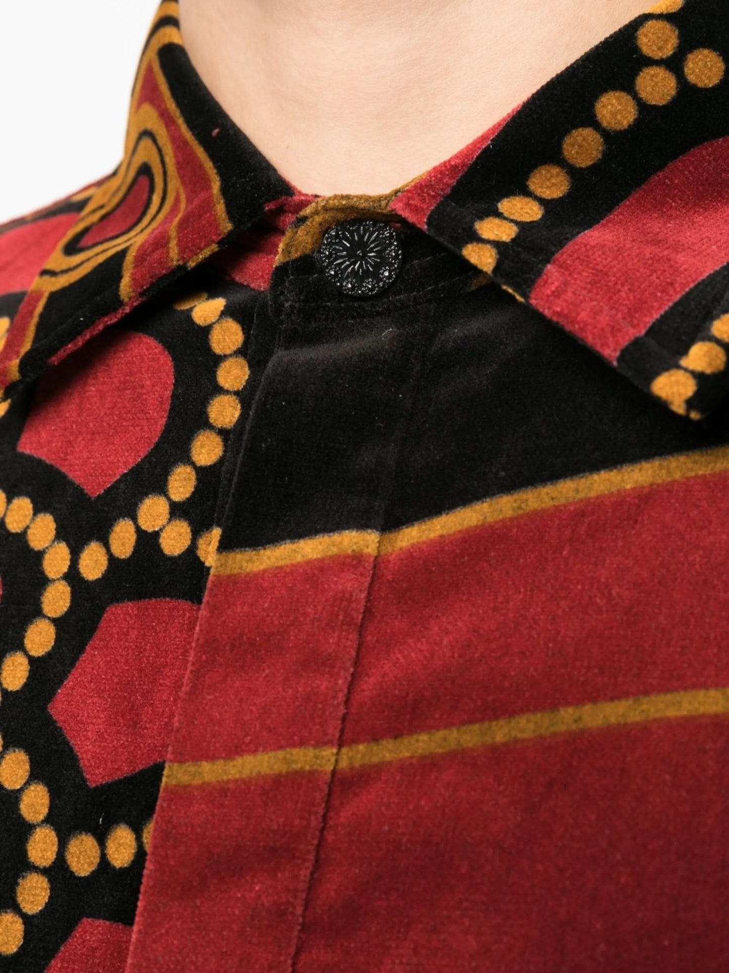 art deco-print velvet shirt