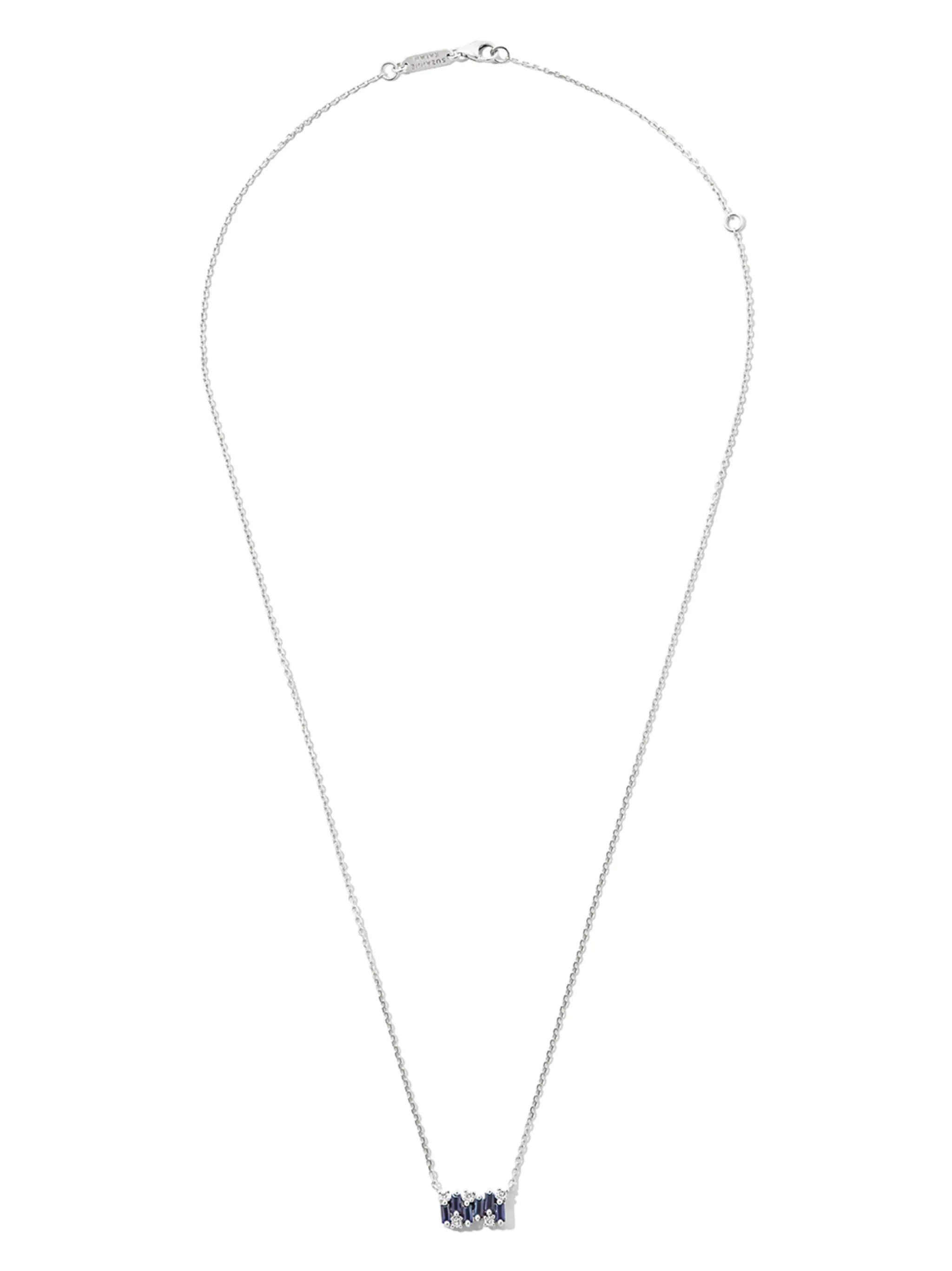 18kt white gold sapphire and diamond necklace