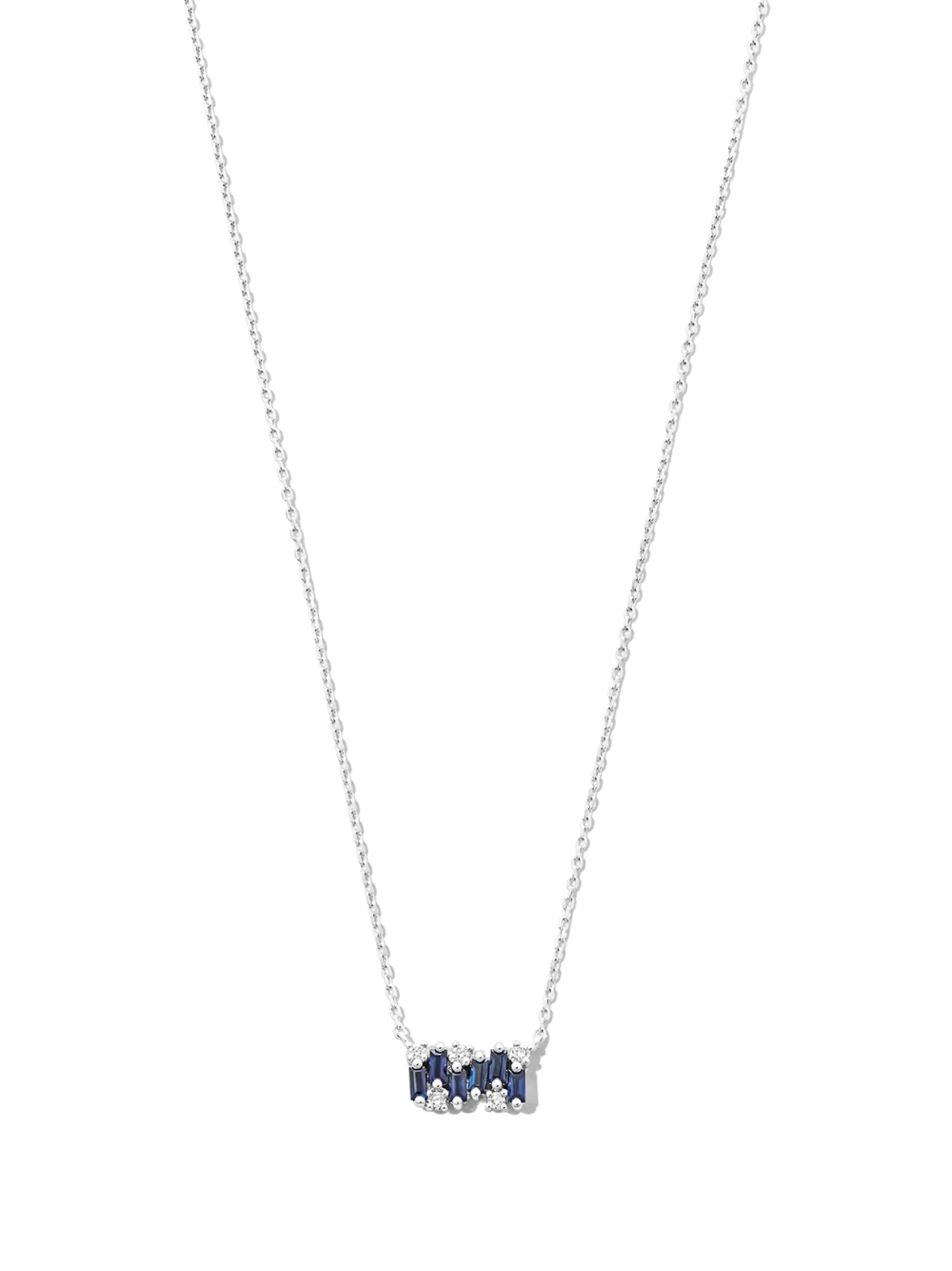 18kt white gold sapphire and diamond necklace