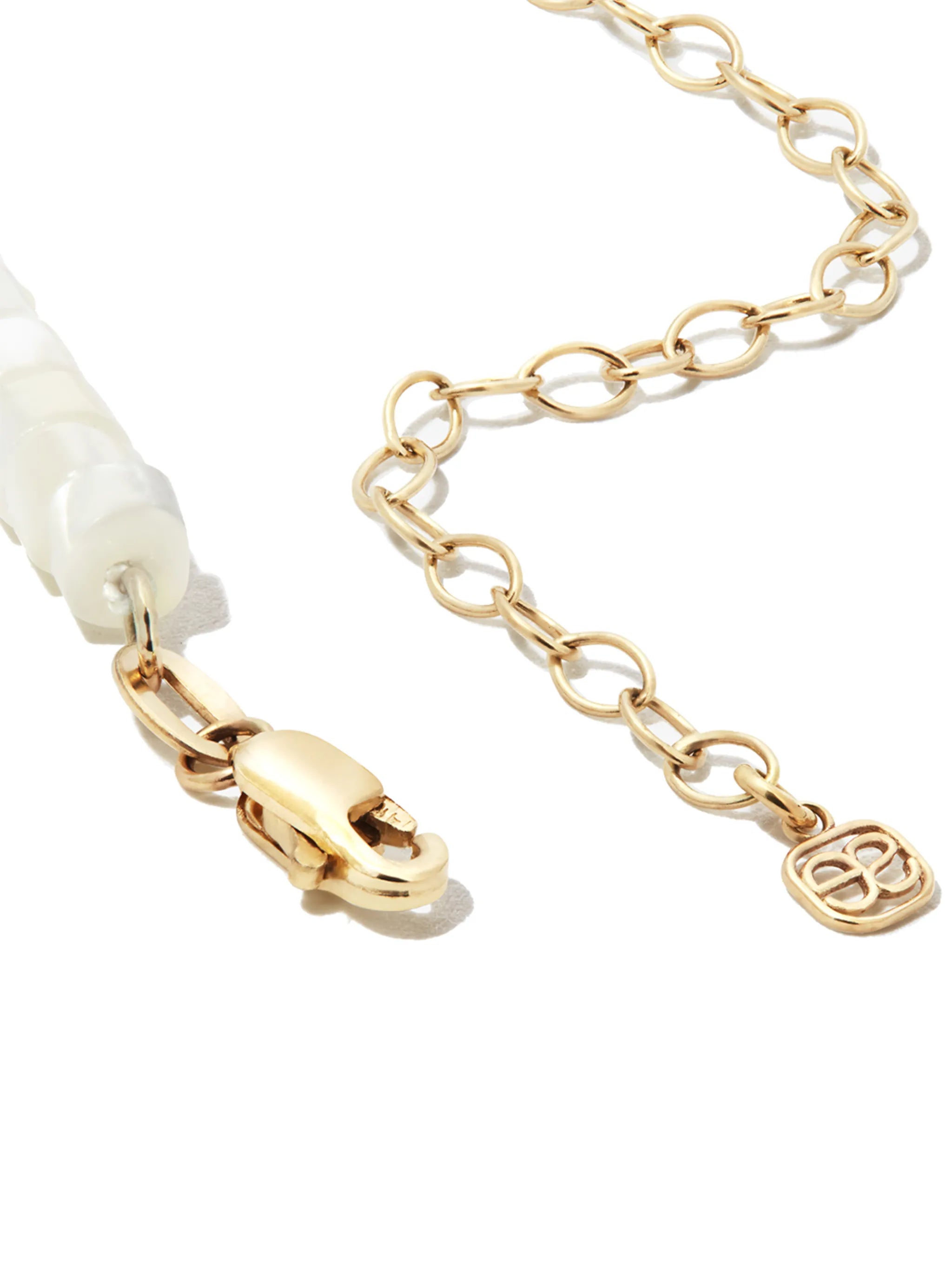 14kt yellow gold mother-of-pearl and diamond necklace