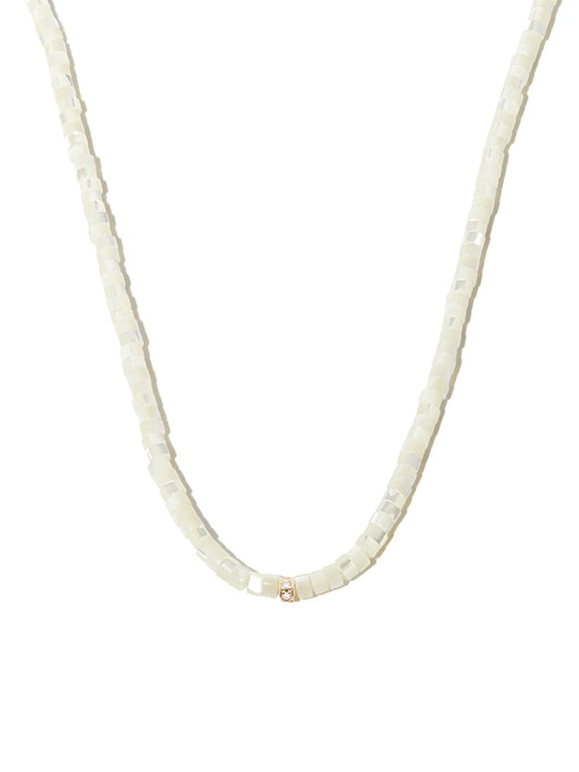 14kt yellow gold mother-of-pearl and diamond necklace