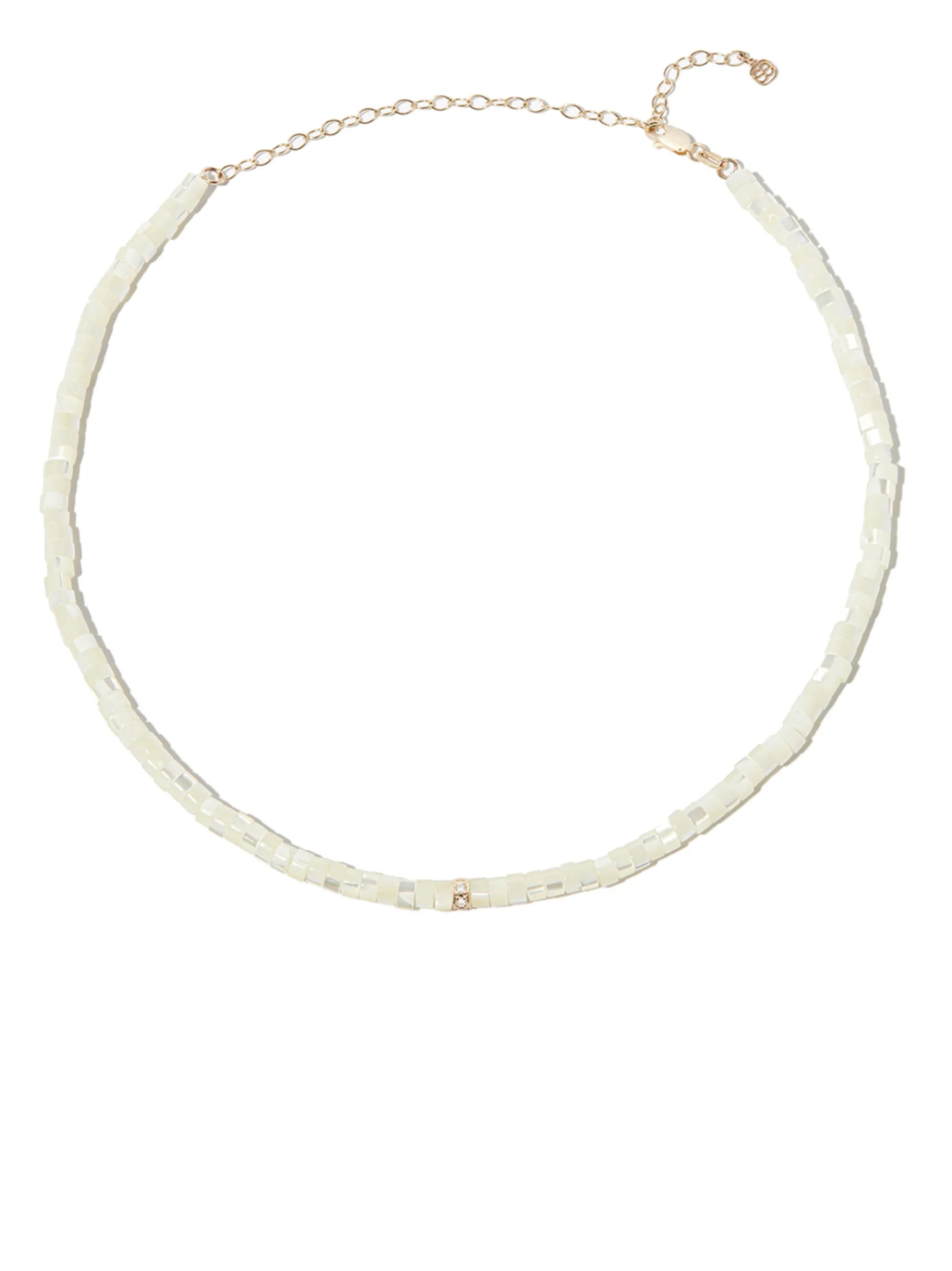 14kt yellow gold mother-of-pearl and diamond necklace