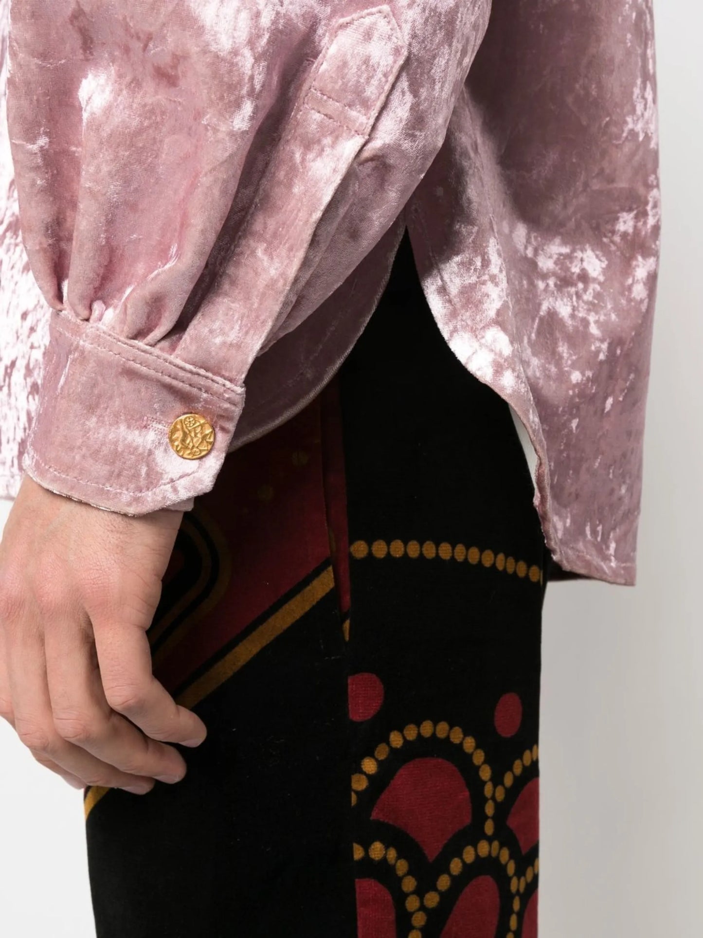 crushed velvet long-sleeves shirt