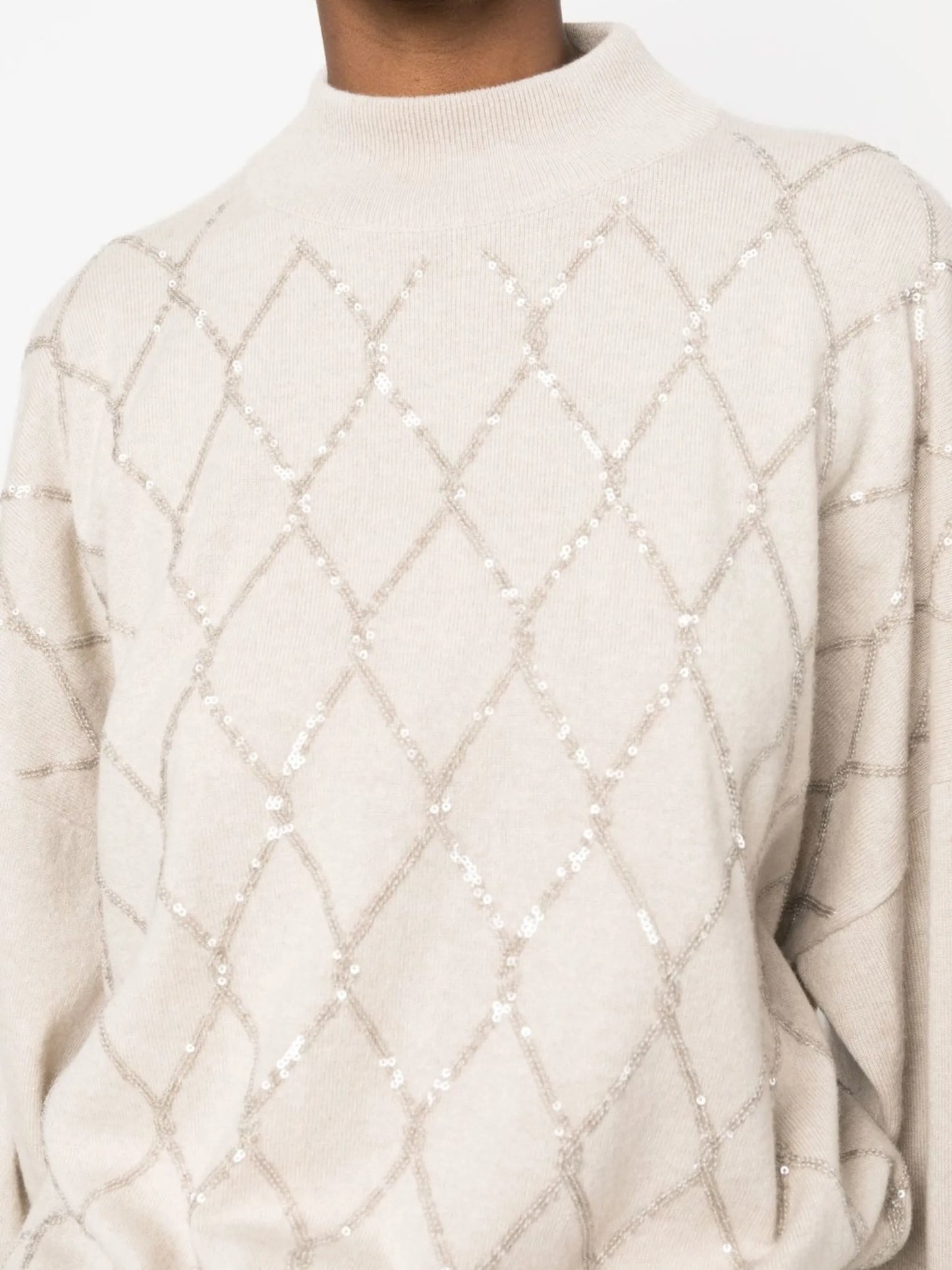 sequin mock neck jumper